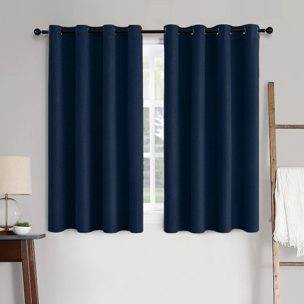 MIULEE 100% Blackout Linen Curtains for Bedroom Thermal Insulated Birch Grommet Room Darkening Curtains & Drapes for Living Room Nursery 52 x 96 Inch (2 Panels)