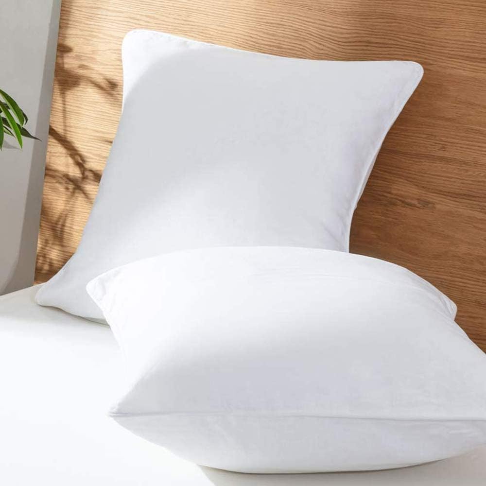 Simple&Opulence 100% Linen Euro Sham Pillow Covers Belgian Flax-Set of 2, Decorative Pillow Cover with Tassels, Boho Shabby Chic Style for Couch/Bed, Natural Linen, 26" x 26"
