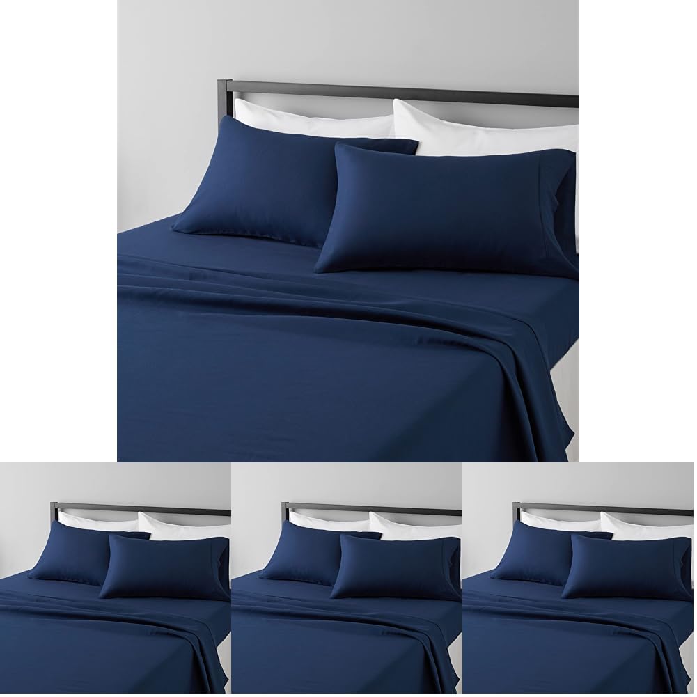 Amazon Basics Lightweight Super Soft Easy Care Wrinkle Free Breathable Brushed Microfiber 3-Piece Bed Sheet Set with 14-Inch Deep Pockets, Twin, Beige, Solid