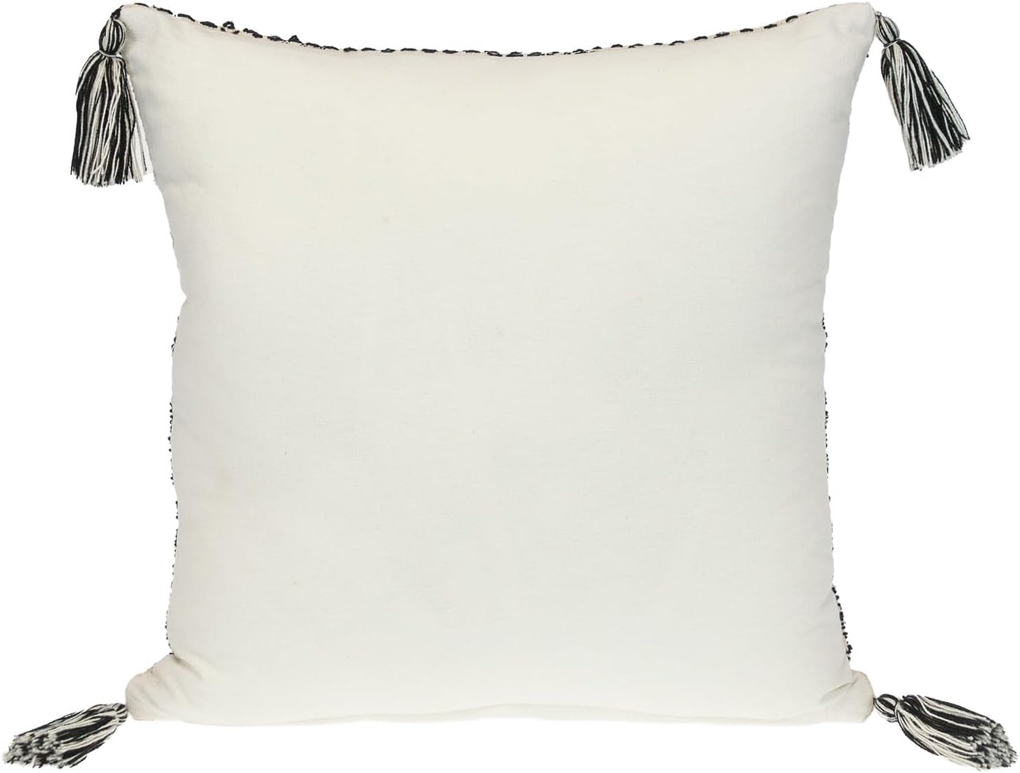 HomeRoots 18" Beige and Black Southwestern Cotton Throw Pillow with Tassels