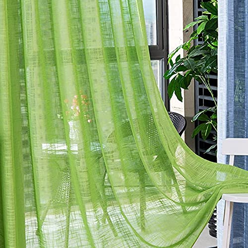 HooHero Simple Leaf Embroidered Semi Sheer Curtains Window Treatment Rod Pocket Drapes for Living Dining Room Bedroom(1 Panel, W 100 x L 84 inch, White)