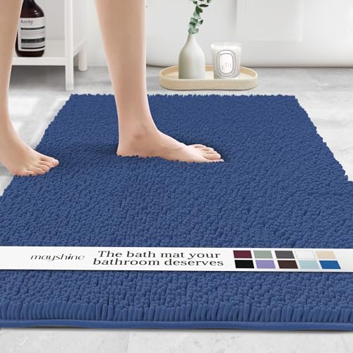 MAYSHINE Plush Shaggy Chenille Bath Mat | Extra Soft, Super Absorbent, Non-Slip Bathroom Rug | Fluffy Microfiber, Area Rug Sets for Bathroom Floor, Kitchen, Living Room | 59"x31" | Beige