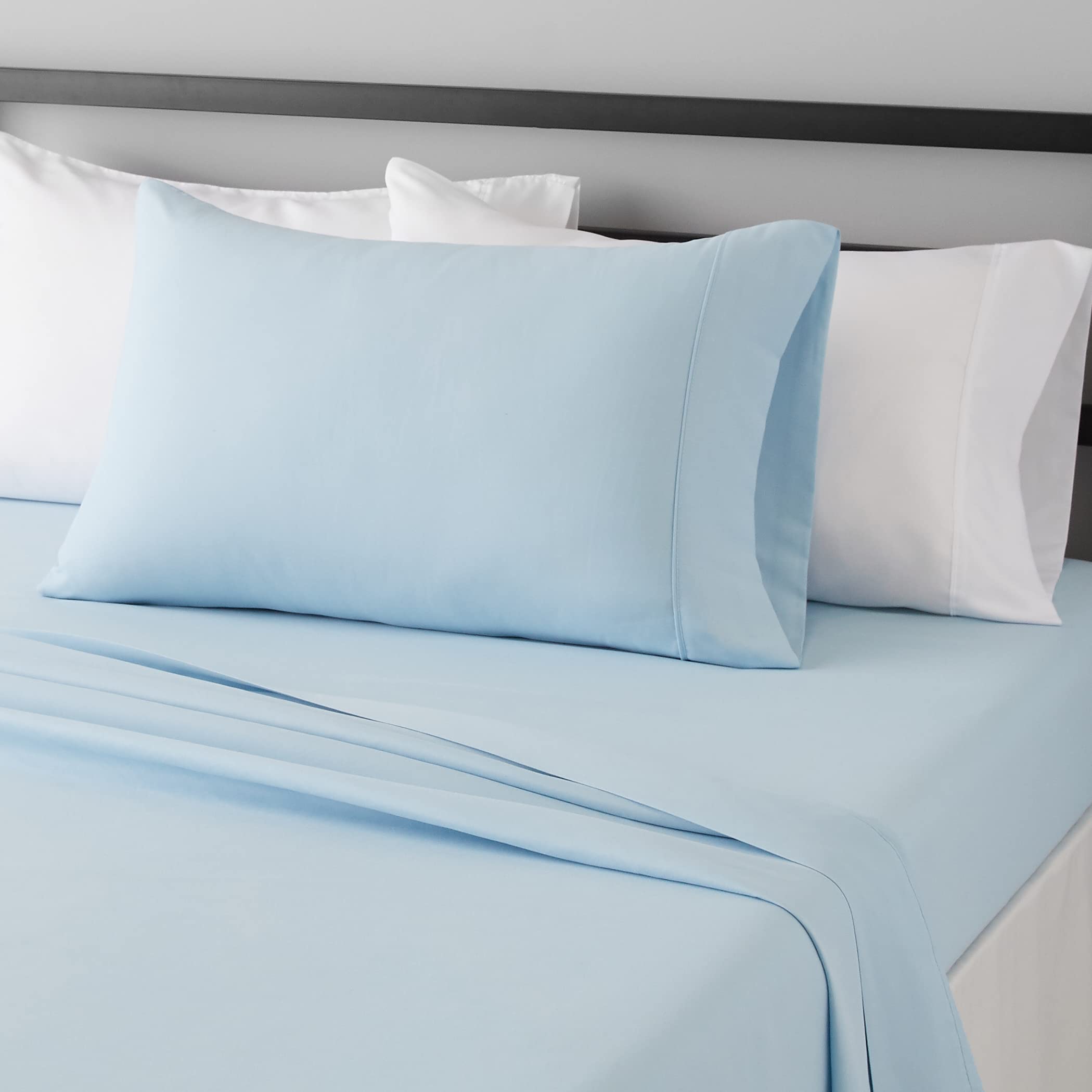 Amazon Basics Lightweight Super Soft Easy Care Wrinkle Free Breathable Brushed Microfiber 3-Piece Bed Sheet Set with 14-Inch Deep Pockets, Twin, Beige, Solid