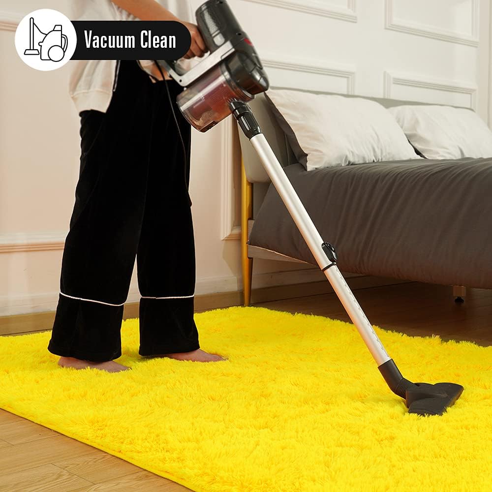 Amearea Yellow 6×9ft Soft Shag Rug, Non-slip Fluffy Carpet for Bedroom, Living Room & Nursery