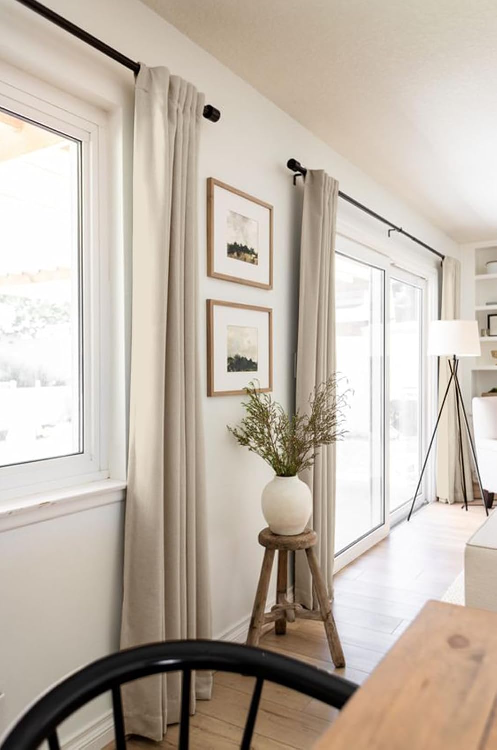 Oatmeal 2-Panel Linen Blackout Curtains, 50"W x 96"L, Thermal Insulated, Back Tab & Rod Pocket for Bedroom & Living Room