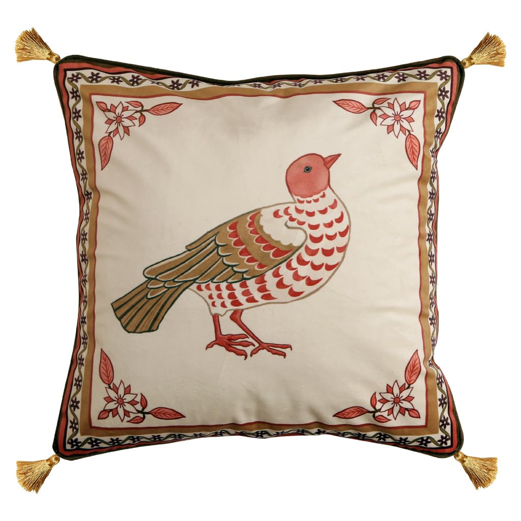 bilin gaier Vintage Square Throw Pillow Covers Pack of 2,Red Cozy Velvet with Leaves and Floral Pattern Pillowcases,Decoration Pillows Cushion Covers for Living Room Couch Sofa Bed Car Chair,18"x18"