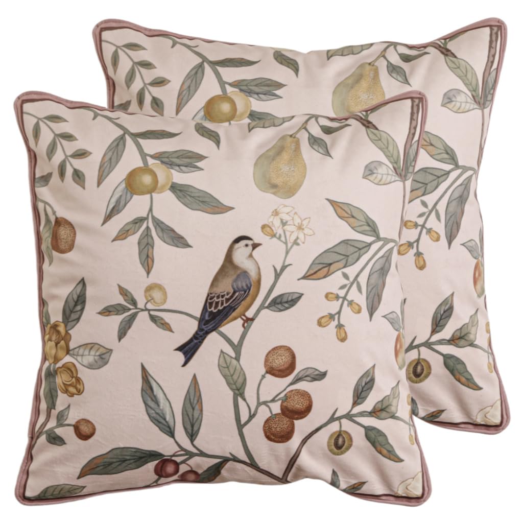 bilin gaier Vintage Square Throw Pillow Covers Pack of 2,Red Cozy Velvet with Leaves and Floral Pattern Pillowcases,Decoration Pillows Cushion Covers for Living Room Couch Sofa Bed Car Chair,18"x18"
