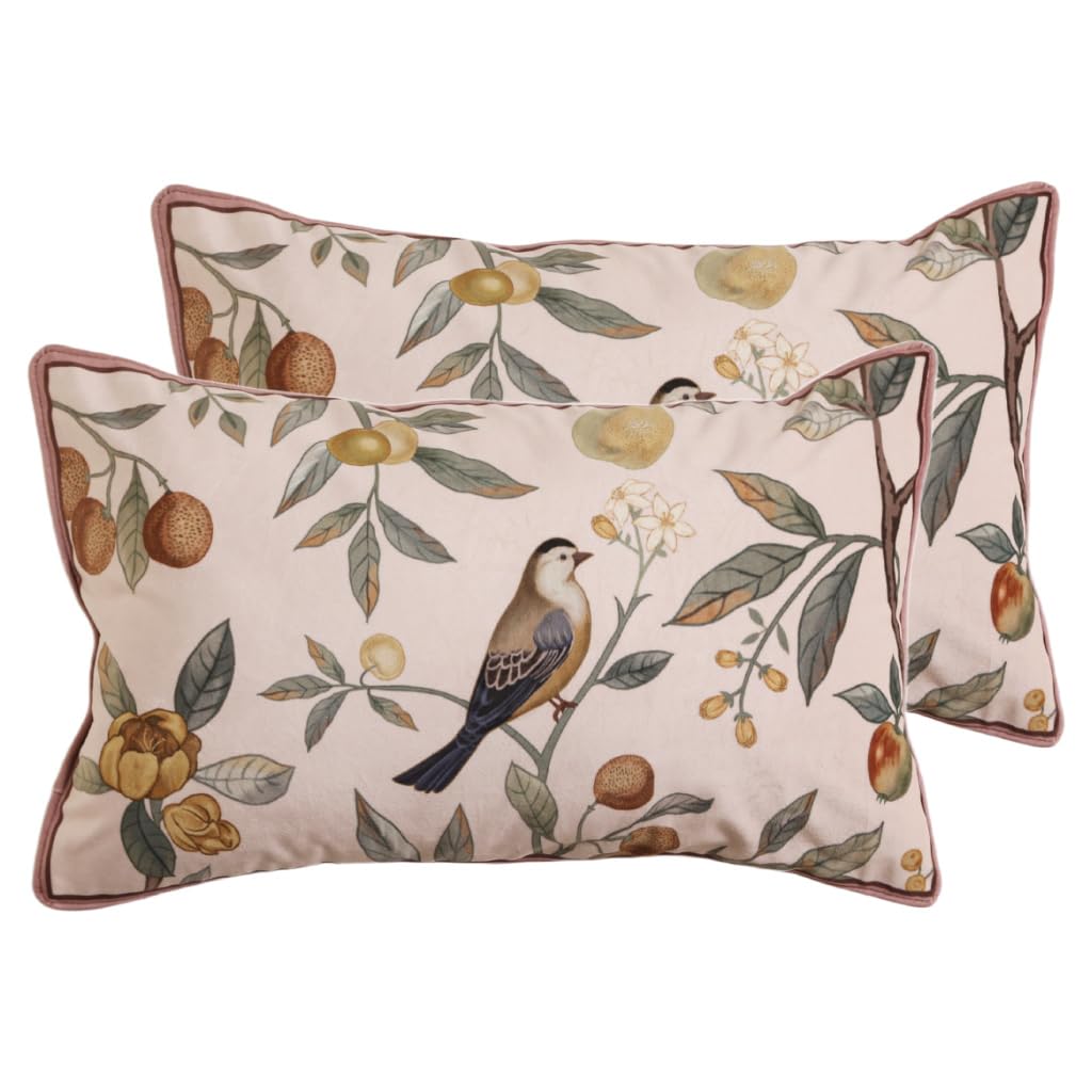 bilin gaier Vintage Square Throw Pillow Covers Pack of 2,Red Cozy Velvet with Leaves and Floral Pattern Pillowcases,Decoration Pillows Cushion Covers for Living Room Couch Sofa Bed Car Chair,18"x18"