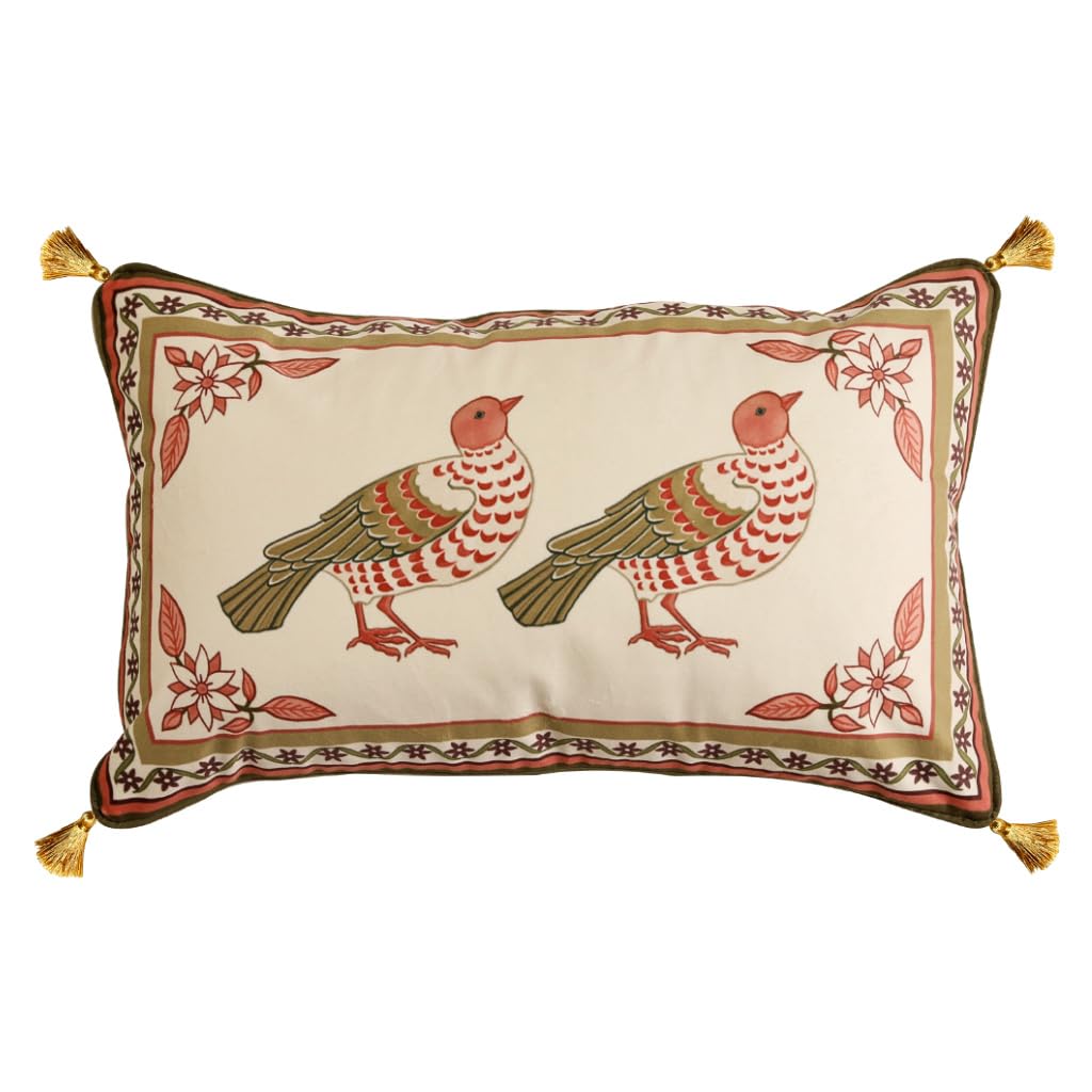 bilin gaier Vintage Square Throw Pillow Covers Pack of 2,Red Cozy Velvet with Leaves and Floral Pattern Pillowcases,Decoration Pillows Cushion Covers for Living Room Couch Sofa Bed Car Chair,18"x18"