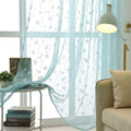 HooHero Simple Leaf Embroidered Semi Sheer Curtains Window Treatment Rod Pocket Drapes for Living Dining Room Bedroom(1 Panel, W 100 x L 84 inch, White)