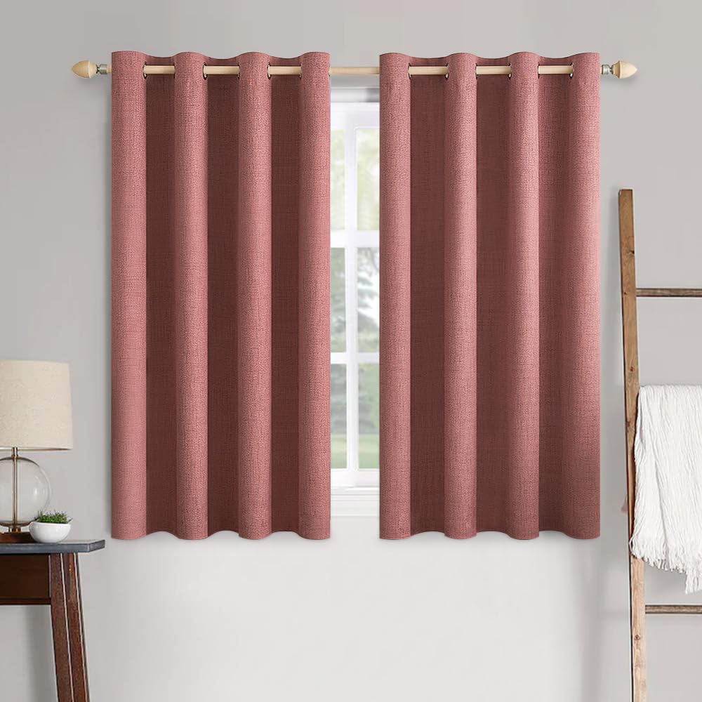 MIULEE 100% Blackout Linen Curtains for Bedroom Thermal Insulated Birch Grommet Room Darkening Curtains & Drapes for Living Room Nursery 52 x 96 Inch (2 Panels)