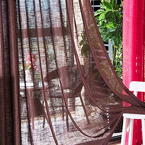 HooHero Simple Leaf Embroidered Semi Sheer Curtains Window Treatment Rod Pocket Drapes for Living Dining Room Bedroom(1 Panel, W 100 x L 84 inch, White)