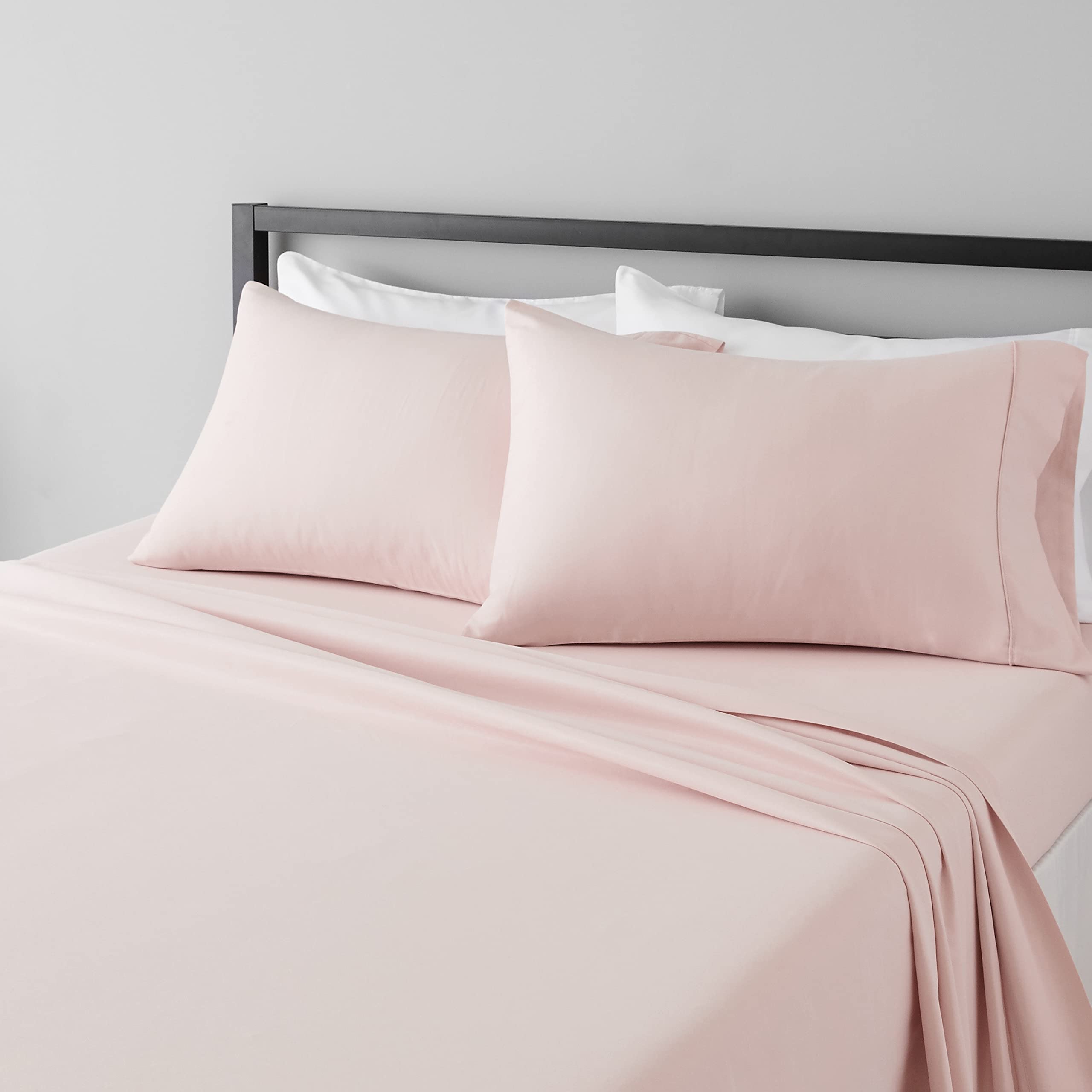 Amazon Basics Lightweight Super Soft Easy Care Wrinkle Free Breathable Brushed Microfiber 3-Piece Bed Sheet Set with 14-Inch Deep Pockets, Twin, Beige, Solid