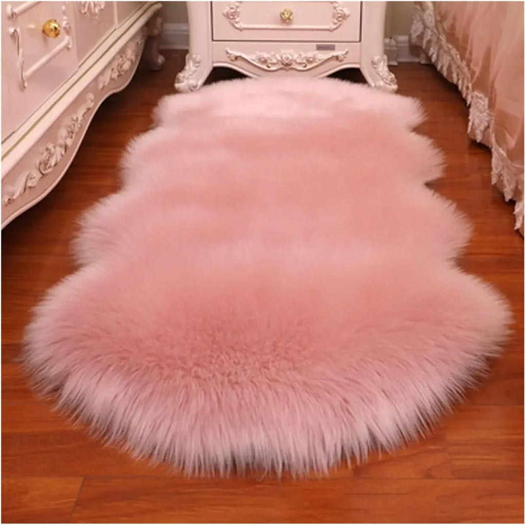 Artificial Sheepskin Long Hair Carpet Floor Wool Fluffy Soft Mat Soft Faux Fluffy Shaggy Rugs Home Decor(Black,60x90cm)