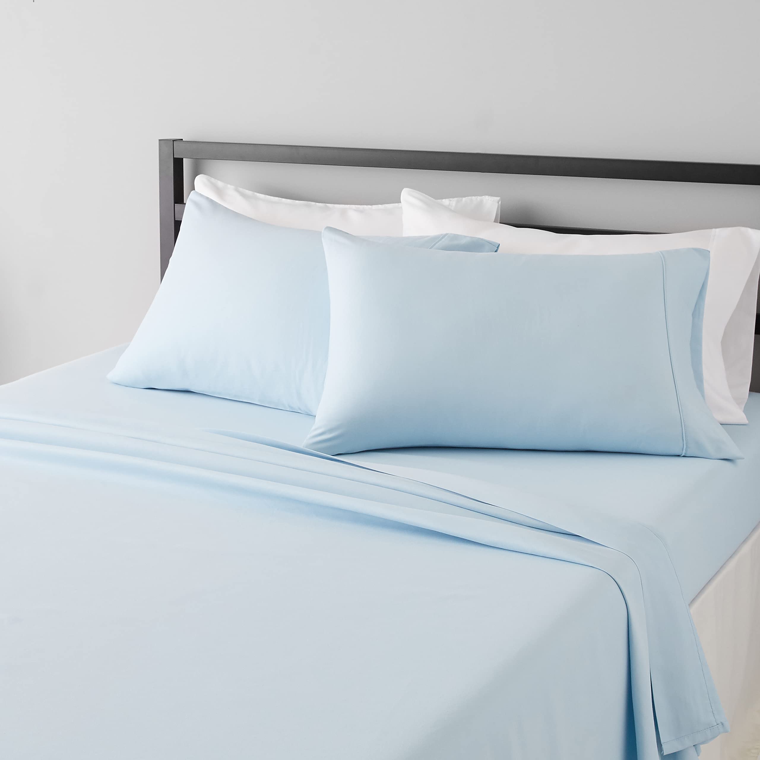 Amazon Basics Lightweight Super Soft Easy Care Wrinkle Free Breathable Brushed Microfiber 3-Piece Bed Sheet Set with 14-Inch Deep Pockets, Twin, Beige, Solid