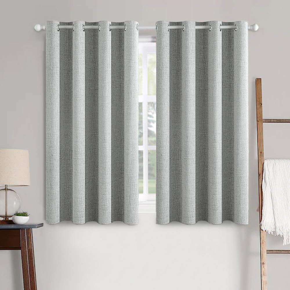 MIULEE 100% Blackout Linen Curtains for Bedroom Thermal Insulated Birch Grommet Room Darkening Curtains & Drapes for Living Room Nursery 52 x 96 Inch (2 Panels)