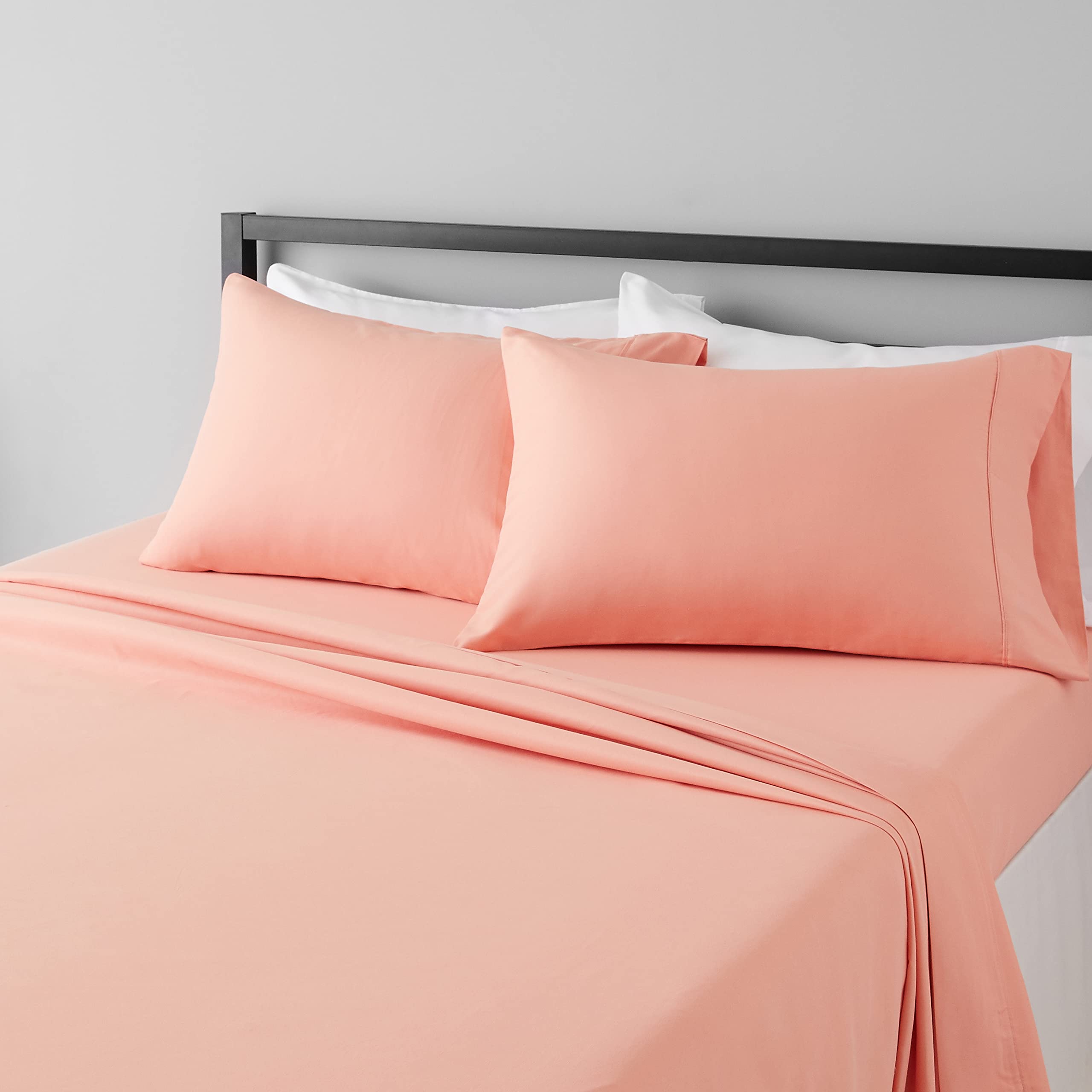 Amazon Basics Lightweight Super Soft Easy Care Wrinkle Free Breathable Brushed Microfiber 3-Piece Bed Sheet Set with 14-Inch Deep Pockets, Twin, Beige, Solid
