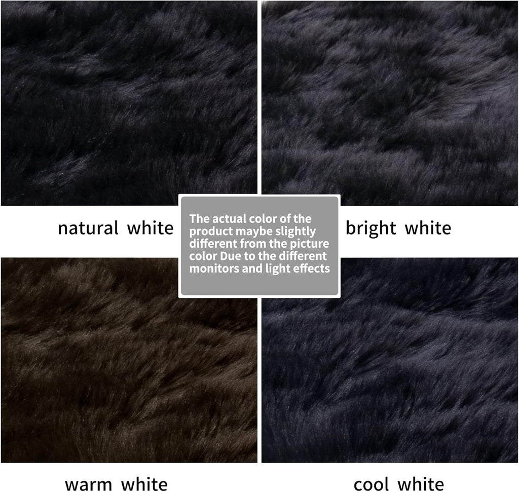 SERISSA Soft Fluffy Area Rug, Coal Black Faux Sheepskin Fur Rug, Shaggy Rug for Bedroom Floor Fuzzy Carpet for Living Room 4x6 Feet