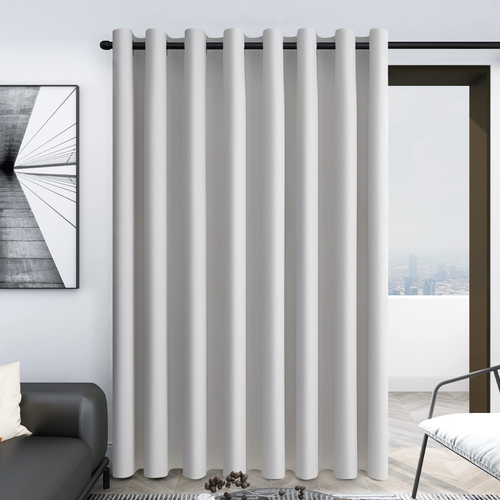 Deconovo Blackout Wide Curtain Panel, Grommet Top Thermal Insulated Room Darkening Drape for Bedroom Living Room, Khaki Divider, 100W x 84L Inch, Pack of 1