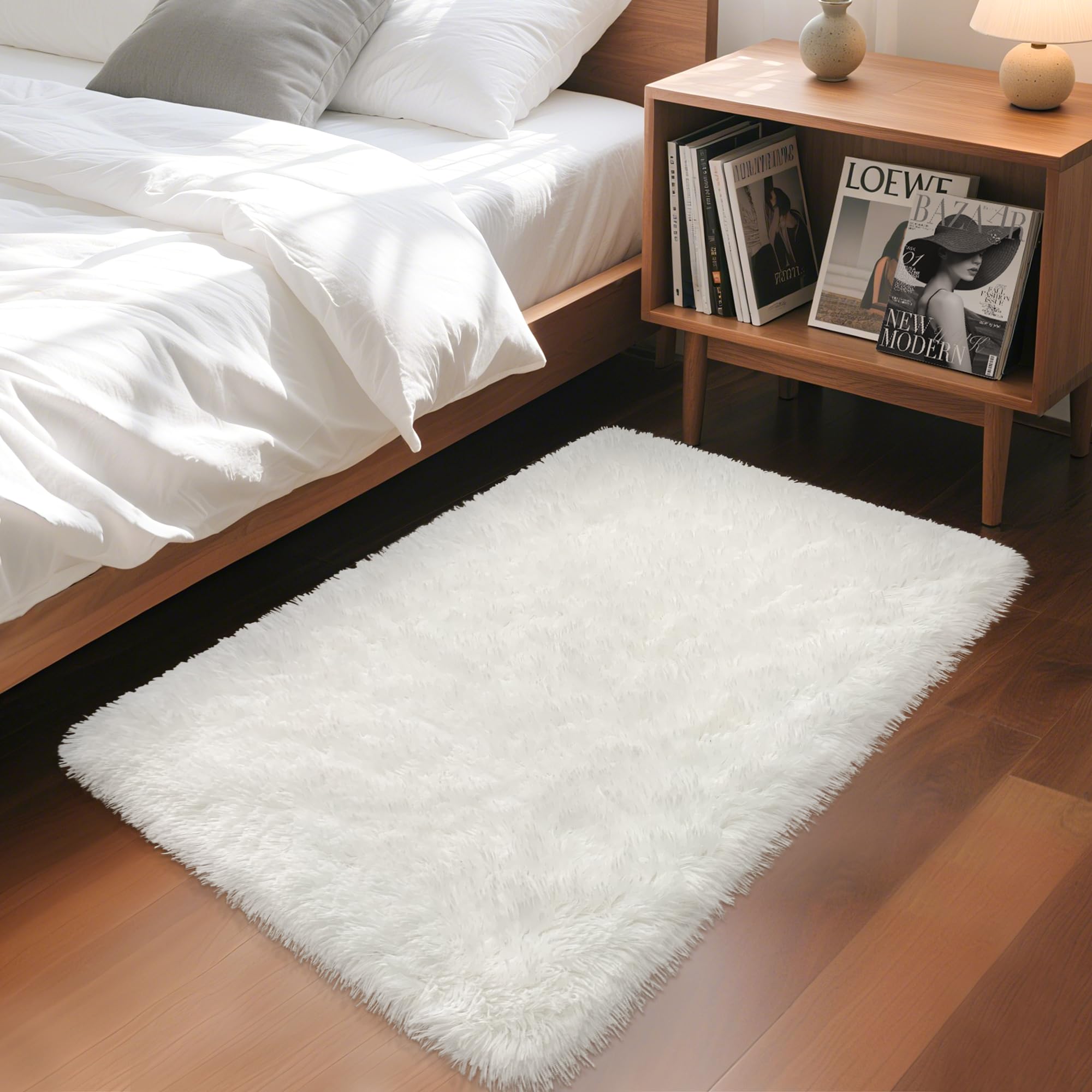 5x8 Ft Light Grey Large Area Rugs for Bedroom,Fluffy Furry Rug Floor Carpets Shaggy Playing Mat for Kids Baby Girls Room Nursery Home Decor Tie Dyed Gray Thick Rugs Fuzzy Home Decor