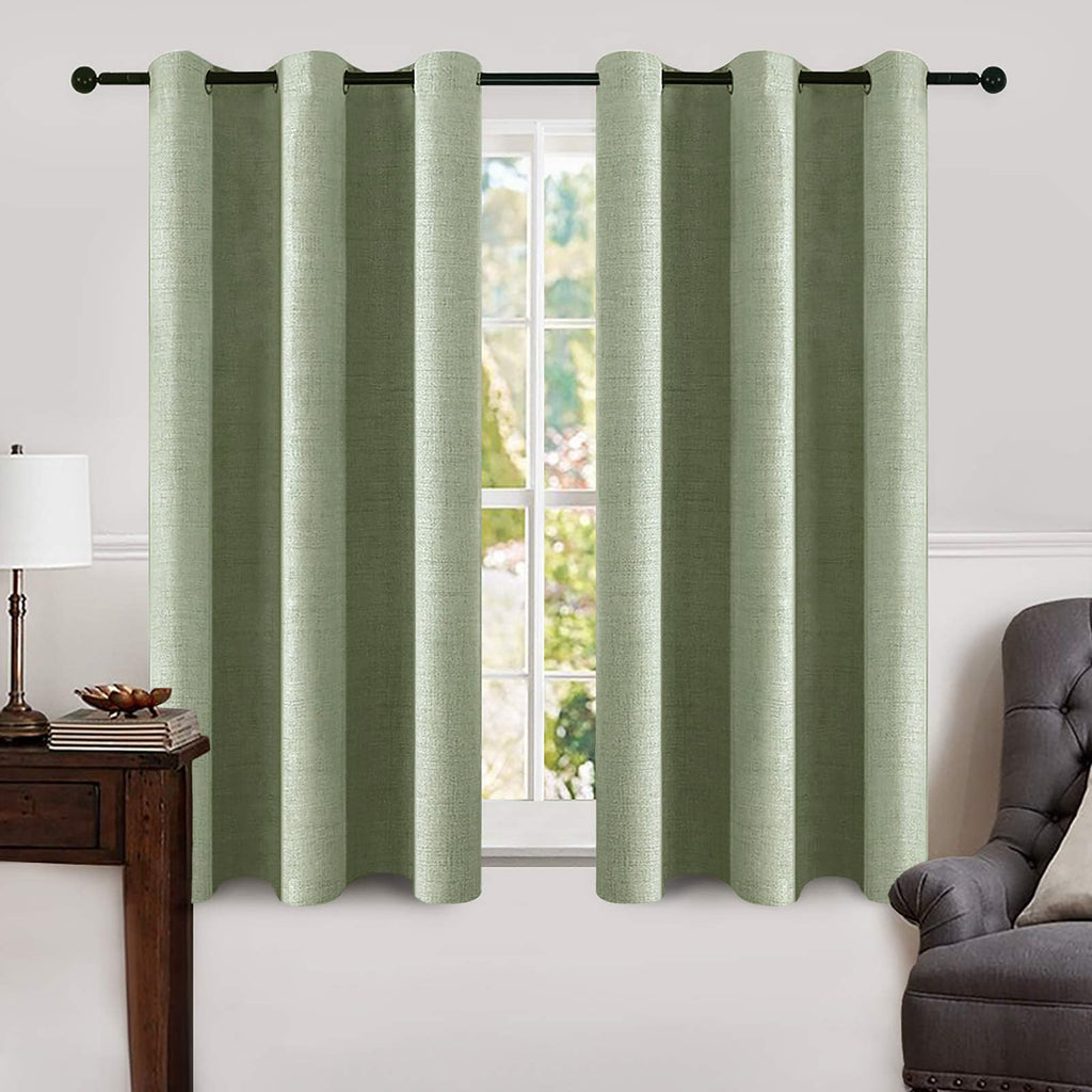 MIULEE 100% Blackout Linen Curtains for Bedroom Thermal Insulated Birch Grommet Room Darkening Curtains & Drapes for Living Room Nursery 52 x 96 Inch (2 Panels)