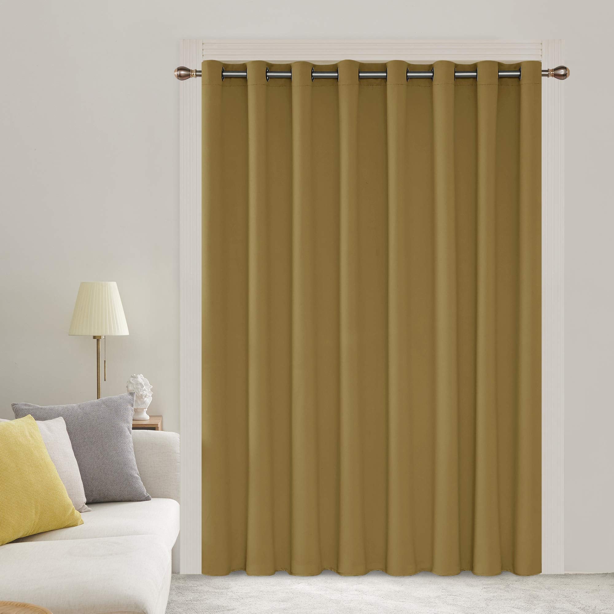 Deconovo Blackout Wide Curtain Panel, Grommet Top Thermal Insulated Room Darkening Drape for Bedroom Living Room, Khaki Divider, 100W x 84L Inch, Pack of 1