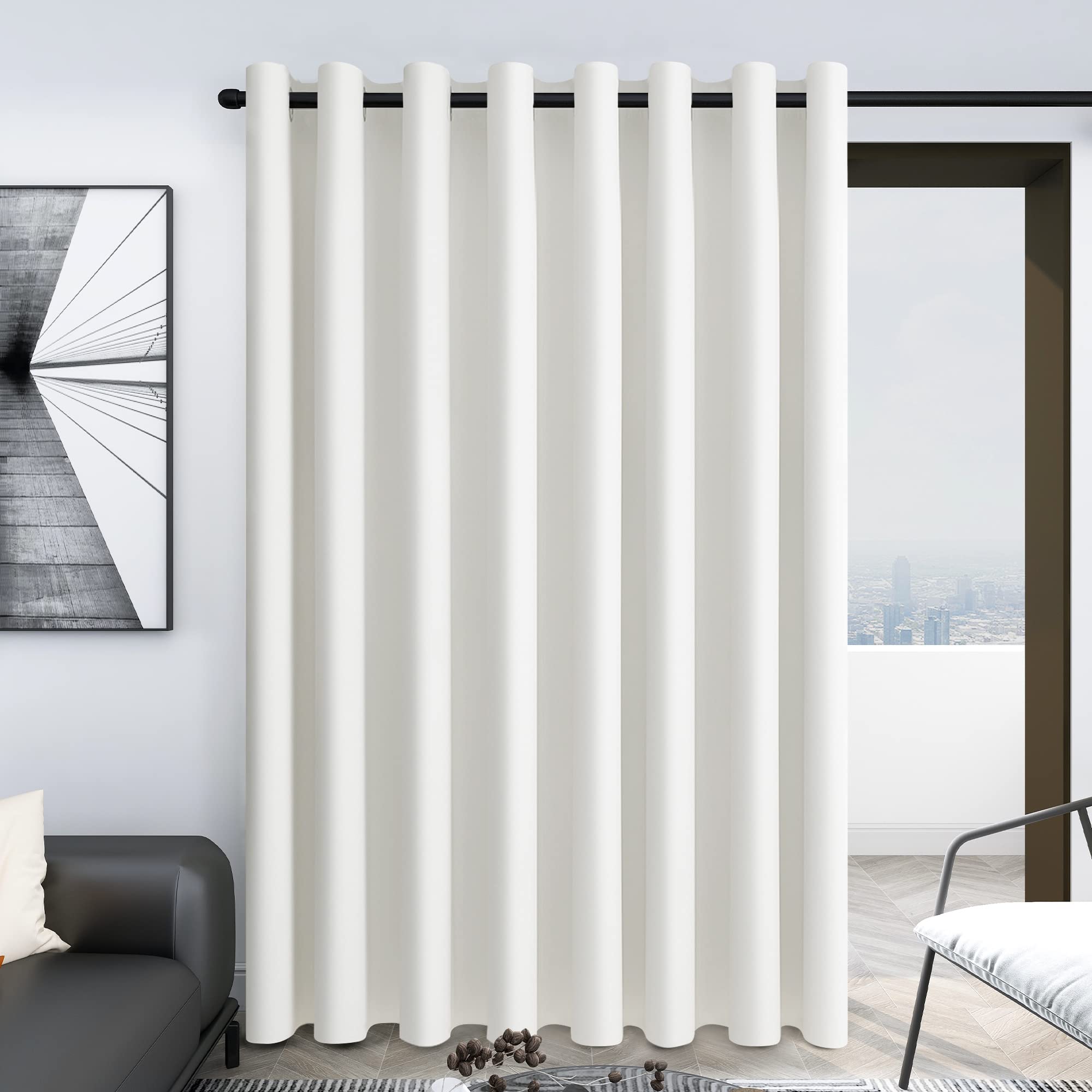 Deconovo Blackout Wide Curtain Panel, Grommet Top Thermal Insulated Room Darkening Drape for Bedroom Living Room, Khaki Divider, 100W x 84L Inch, Pack of 1