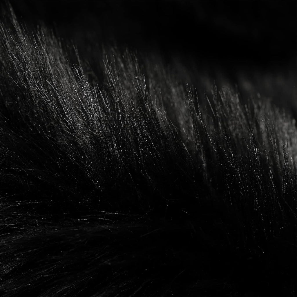 SERISSA Soft Fluffy Area Rug, Coal Black Faux Sheepskin Fur Rug, Shaggy Rug for Bedroom Floor Fuzzy Carpet for Living Room 4x6 Feet