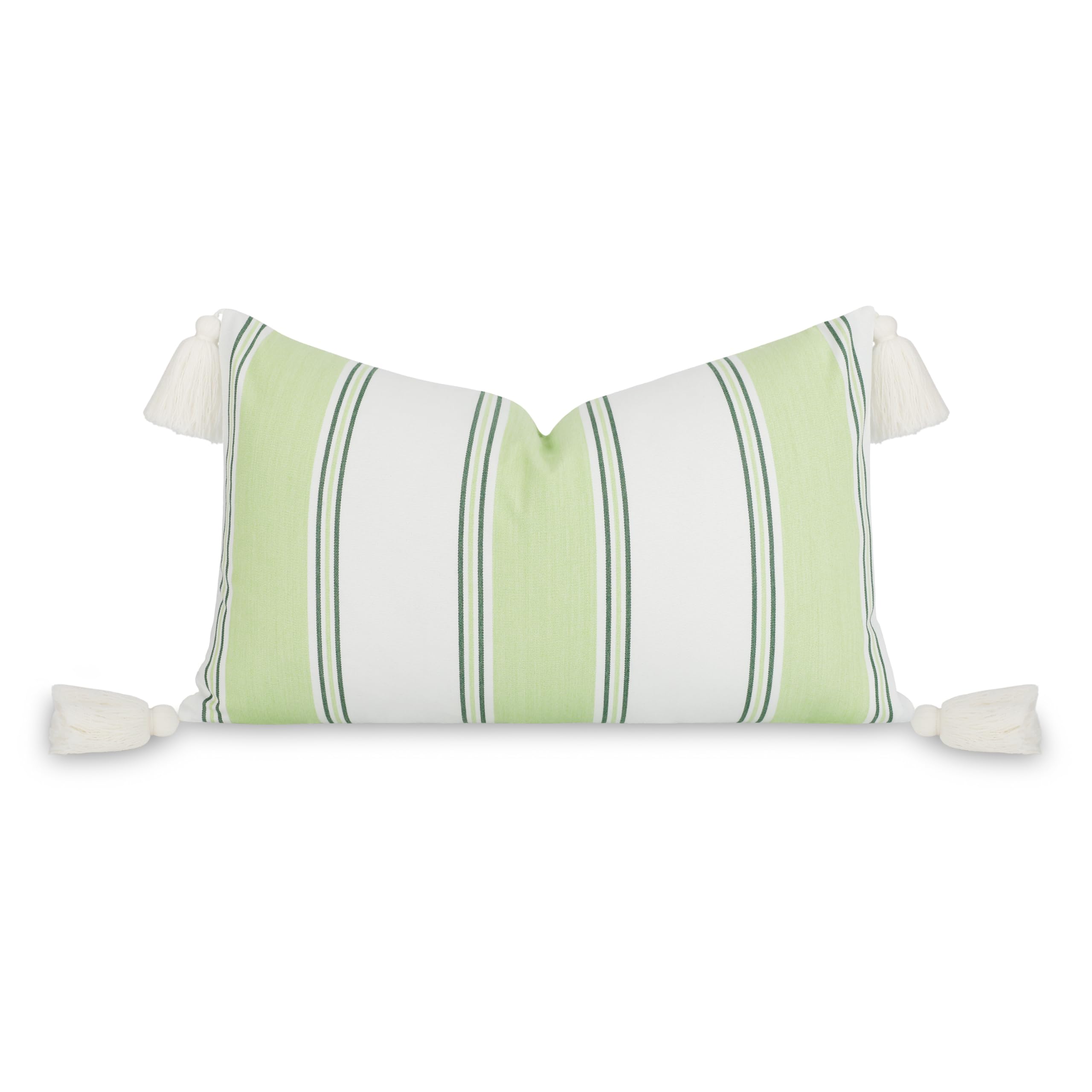 Hofdeco Premium Coastal Hampton Outdoor Performance Throw Pillow Cover Only, 20"x20" Water Repellent, UV and Fade Resistant for Backyard, Couch, Poolside, Indigo Azure Blue Woven Harbor Stripes