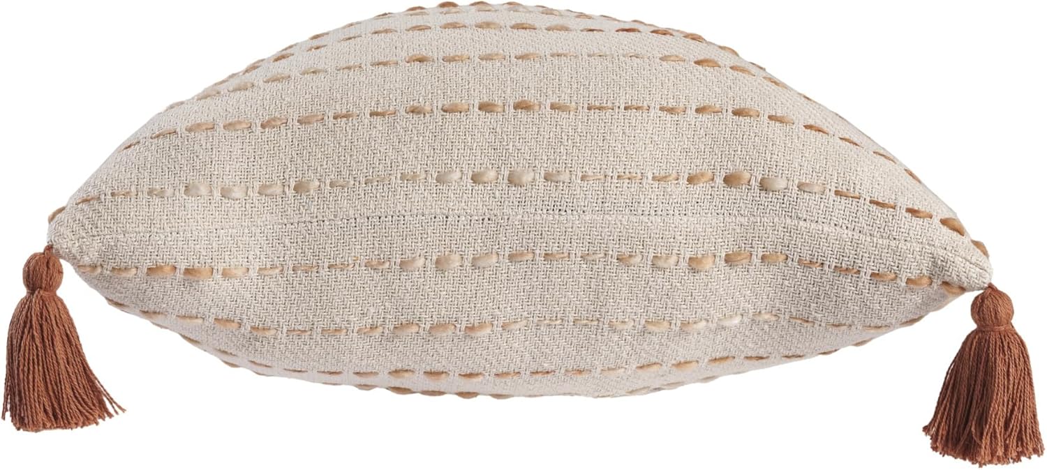20" White Cotton Pillow with Tassels Edges