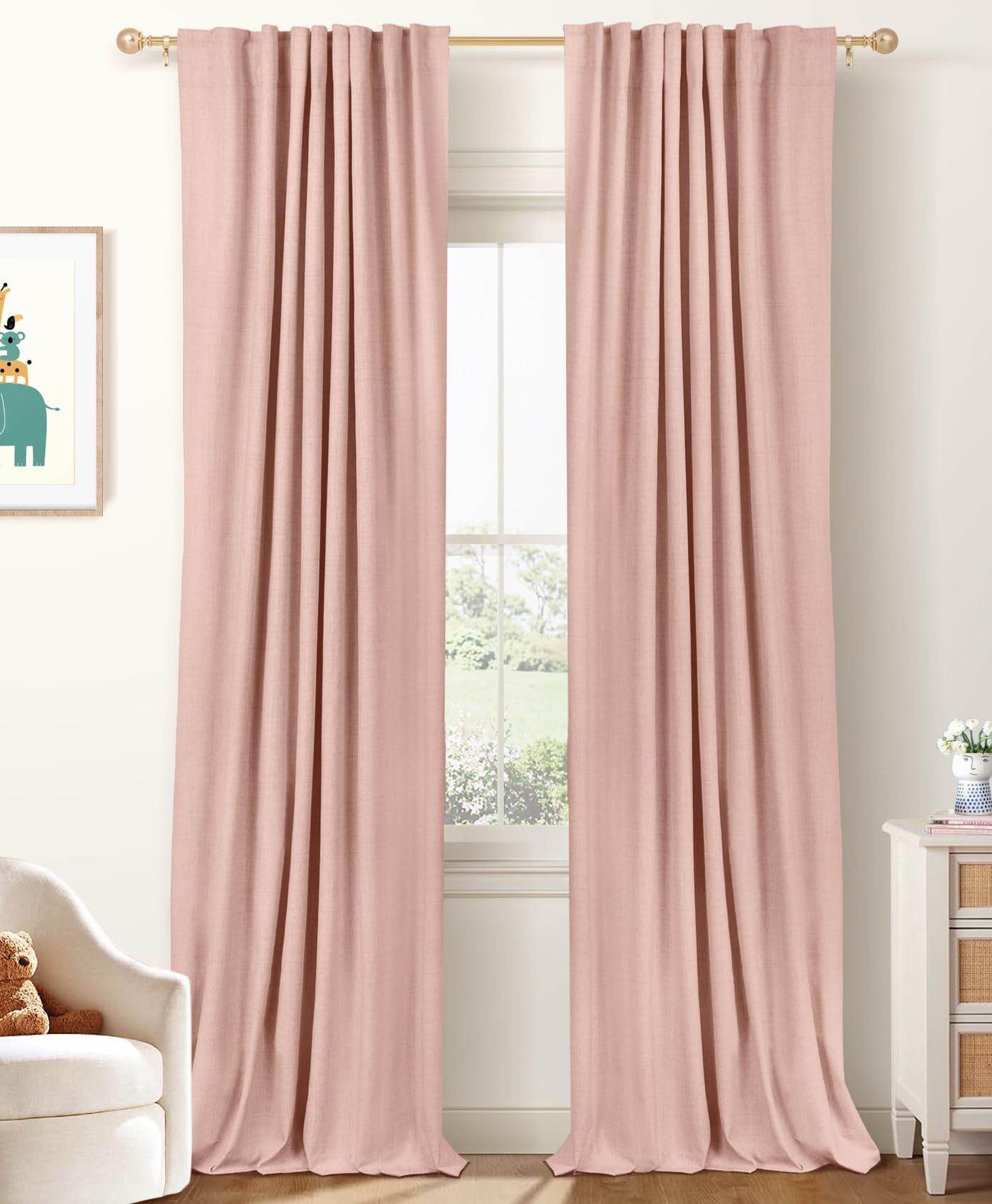 Oatmeal 2-Panel Linen Blackout Curtains, 50"W x 96"L, Thermal Insulated, Back Tab & Rod Pocket for Bedroom & Living Room