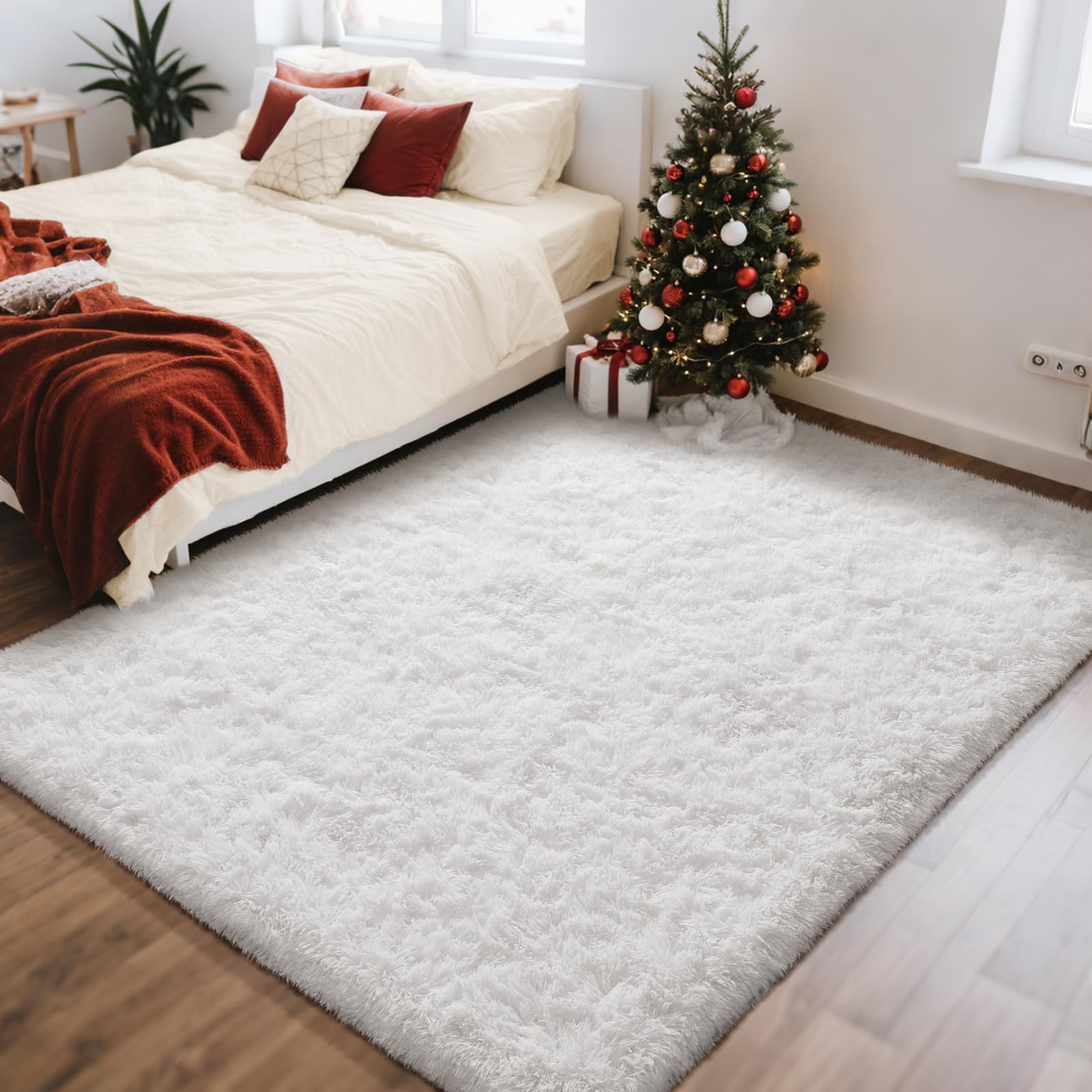 Ophanie Beige Rugs for Living Room Bedroom, 5x8 Fluffy Fuzzy Furry Carpet, Plush Soft Shaggy Bedside Indoor Floor Area Rug for Kids Girls Boys Baby Teen Dorm Nursery Home Decor Aesthetic