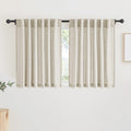 RYB HOME Farmhouse Sheer Curtains 108 inch Length, Semi Sheer Curtain & Drapes Large Window Dressing Lights & Winds Filter for Bedroom Home Office Living Room, Linen, W 70 x L 108 inch Long, 1 Pair