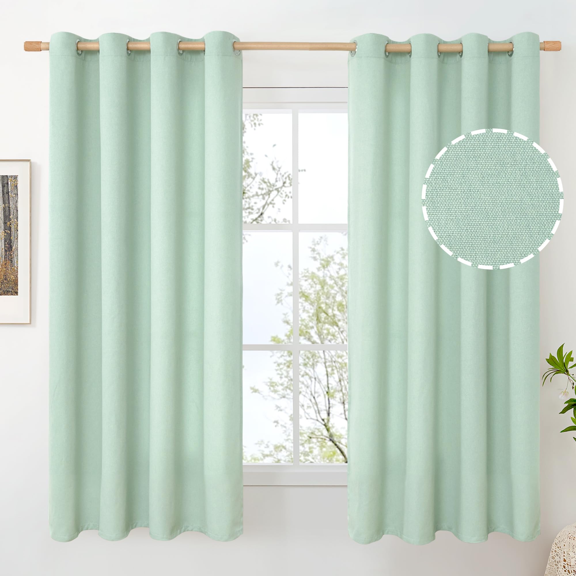 BGment Linen Curtains 95 Inch Long for Living Room 2 Panels, Thick Textured Privacy Floor Length Window Drapes Non See Through for Bedroom Farmhouse Light Filtering Grommet Top, Each 52 Inch Wide