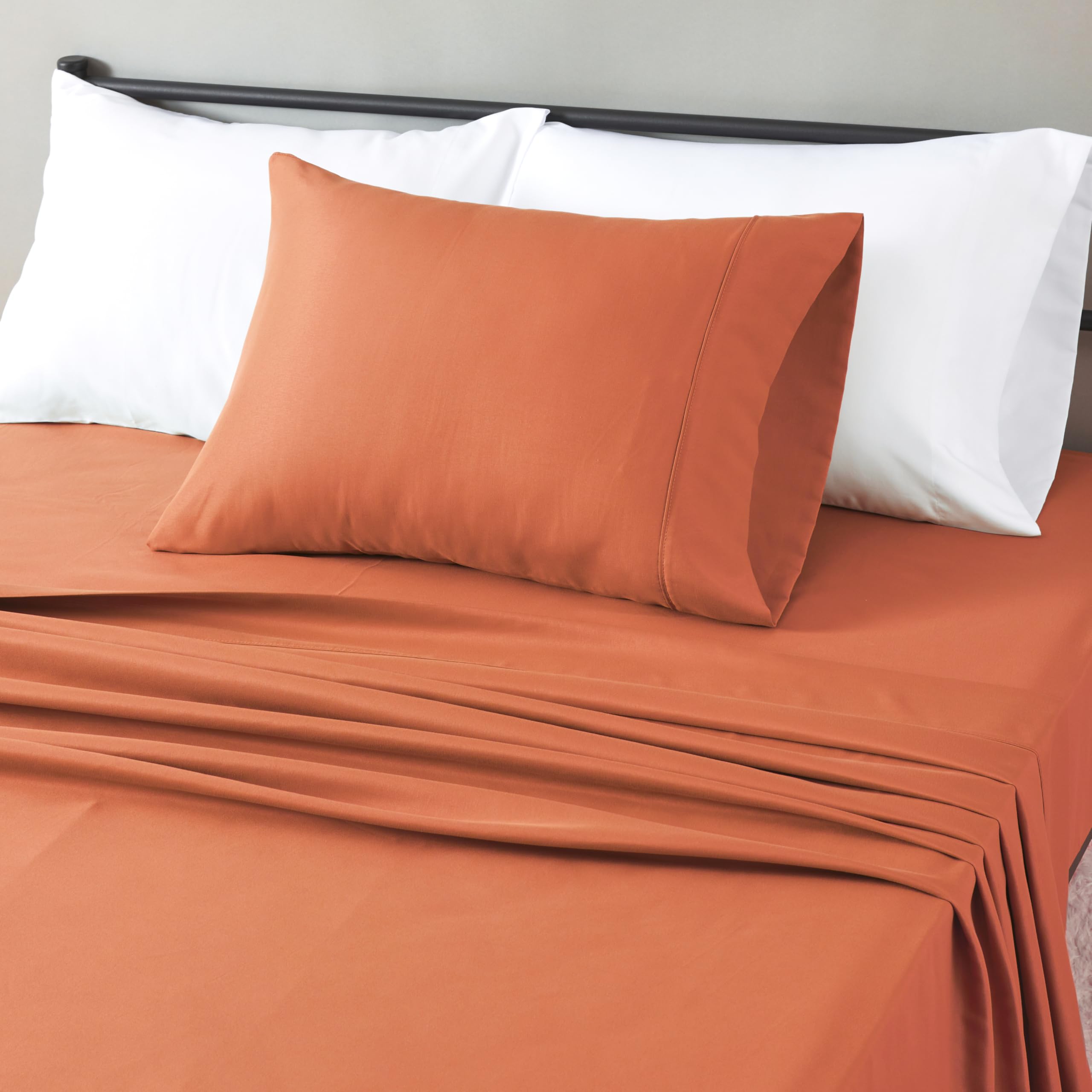 Amazon Basics Lightweight Super Soft Easy Care Wrinkle Free Breathable Brushed Microfiber 3-Piece Bed Sheet Set with 14-Inch Deep Pockets, Twin, Beige, Solid