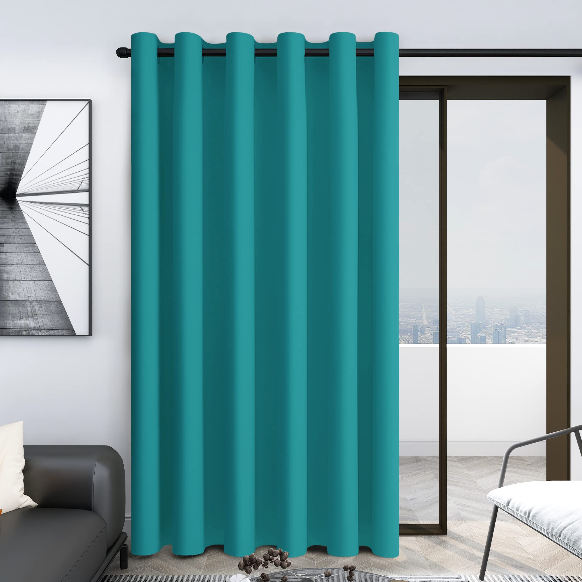 Deconovo Blackout Wide Curtain Panel, Grommet Top Thermal Insulated Room Darkening Drape for Bedroom Living Room, Khaki Divider, 100W x 84L Inch, Pack of 1