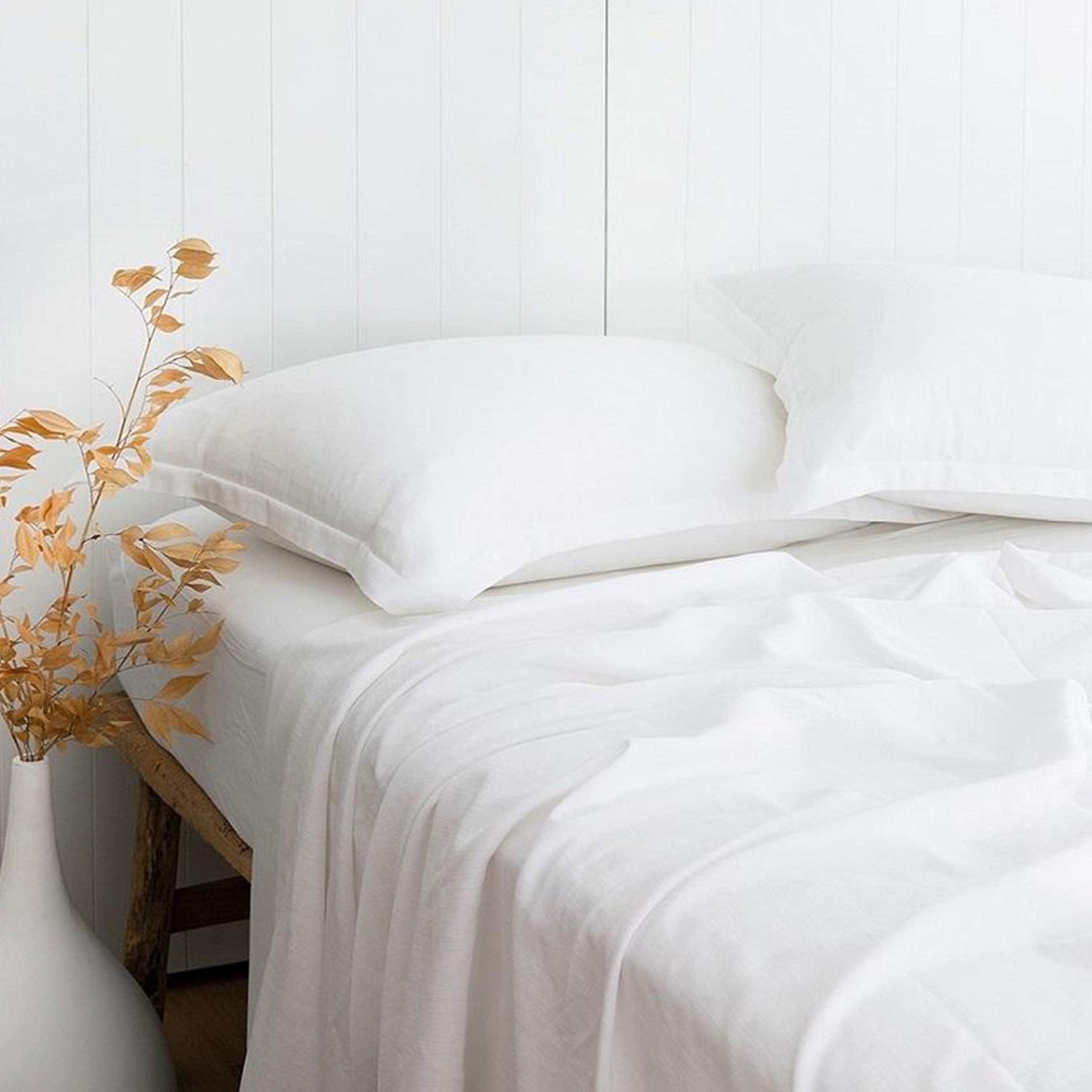 PANDATEX Beige Linen-Textured Bed Sheets Set, Bamboo Rayon, Cotton, Linen Blend Bed Sheets King Size, Soft Cool & Breathable for Hot Sleepers,Durable Natural Organic Bed 15'' Deep Pocket - 4 Piece