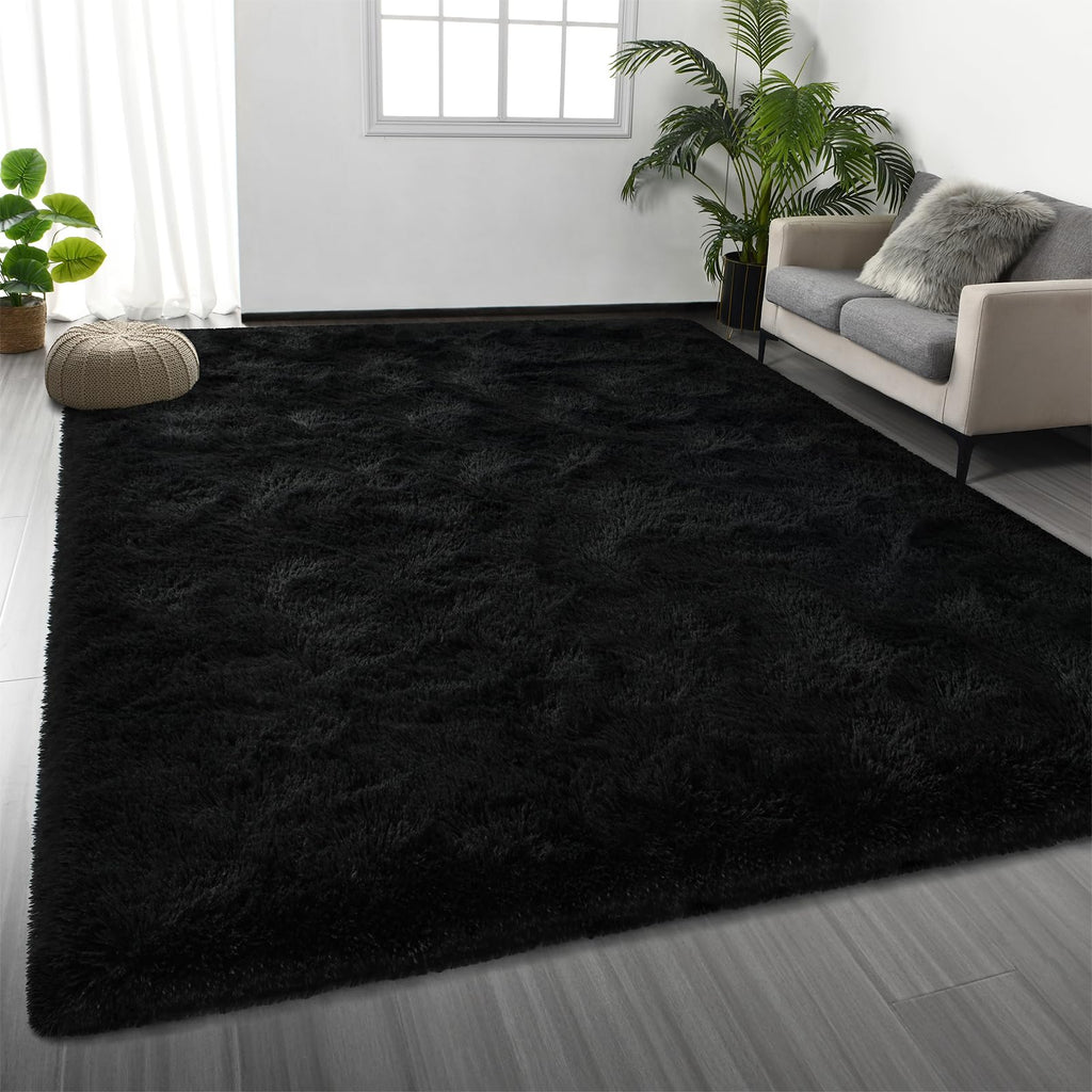 Deerhoo Large Shag Area Rugs 5 x 8, Tie-Dyed Plush Fuzzy Rugs for Living Room, Ultra Soft Fluffy Furry Rug for Bedroom, Indoor Carpet Nursery Rugs for Kids Room Home Decor, Purple