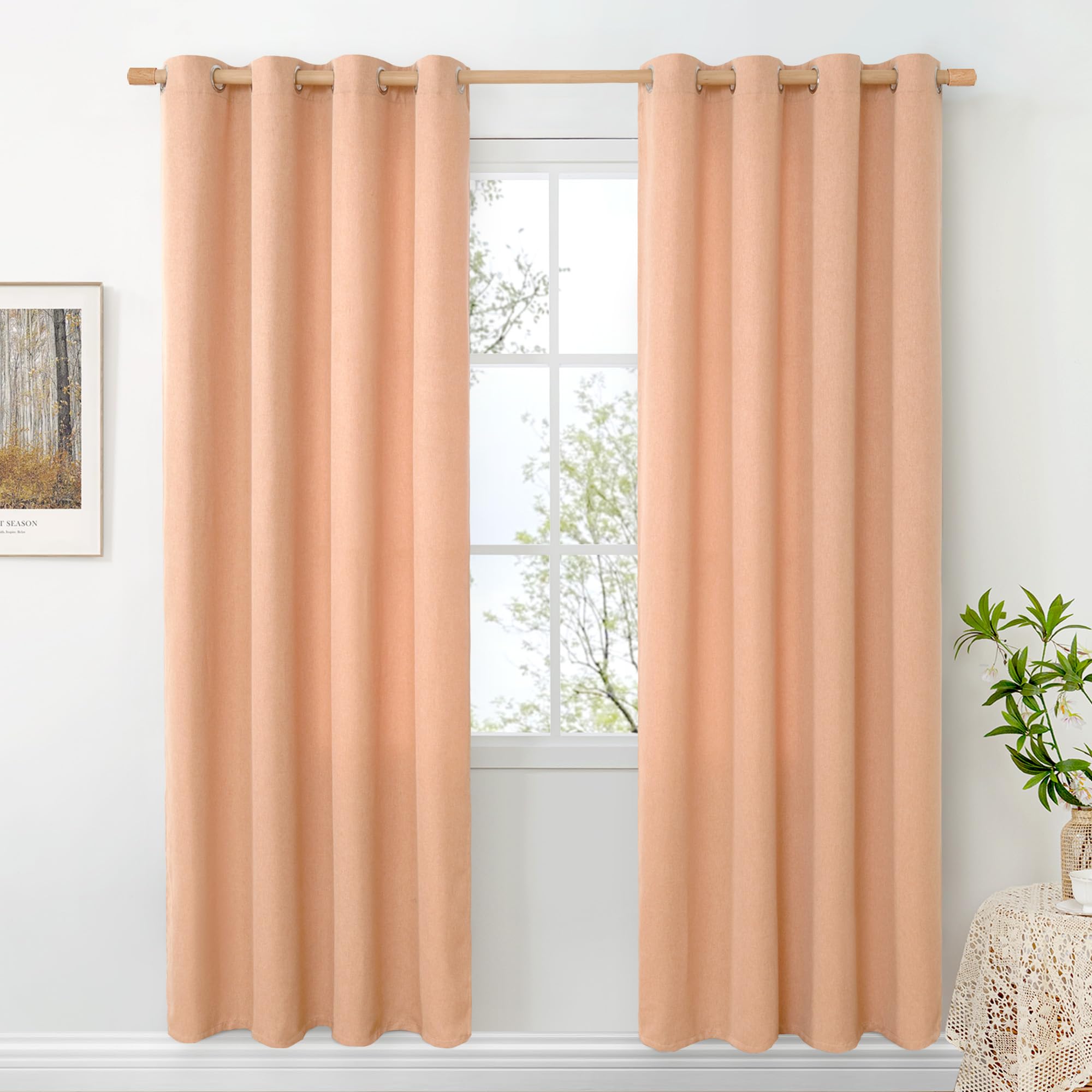 BGment Linen Curtains 95 Inch Long for Living Room 2 Panels, Thick Textured Privacy Floor Length Window Drapes Non See Through for Bedroom Farmhouse Light Filtering Grommet Top, Each 52 Inch Wide