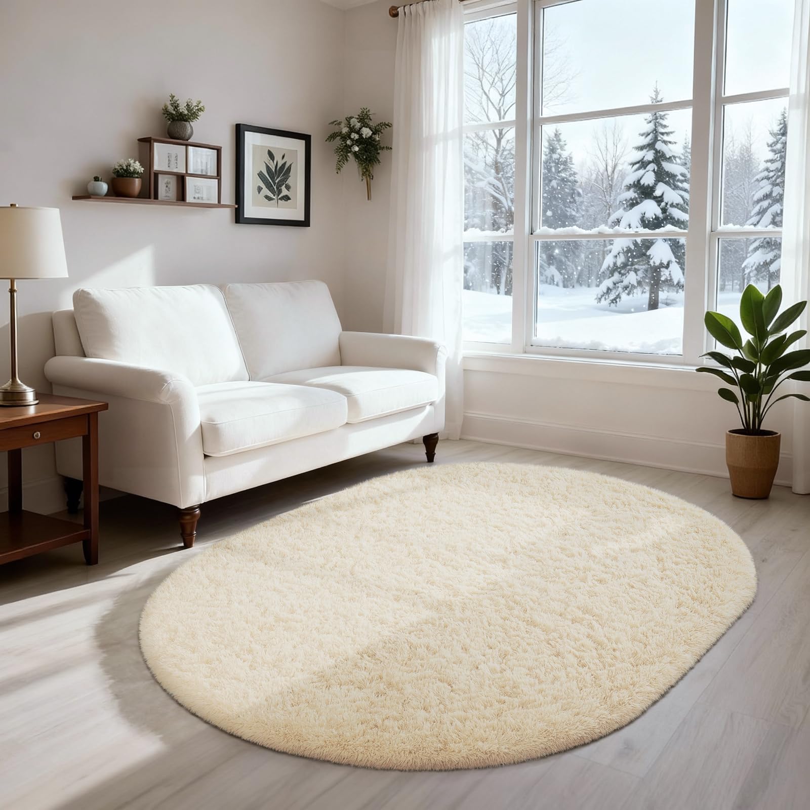 Ophanie Beige Rugs for Living Room Bedroom, 5x8 Fluffy Fuzzy Furry Carpet, Plush Soft Shaggy Bedside Indoor Floor Area Rug for Kids Girls Boys Baby Teen Dorm Nursery Home Decor Aesthetic