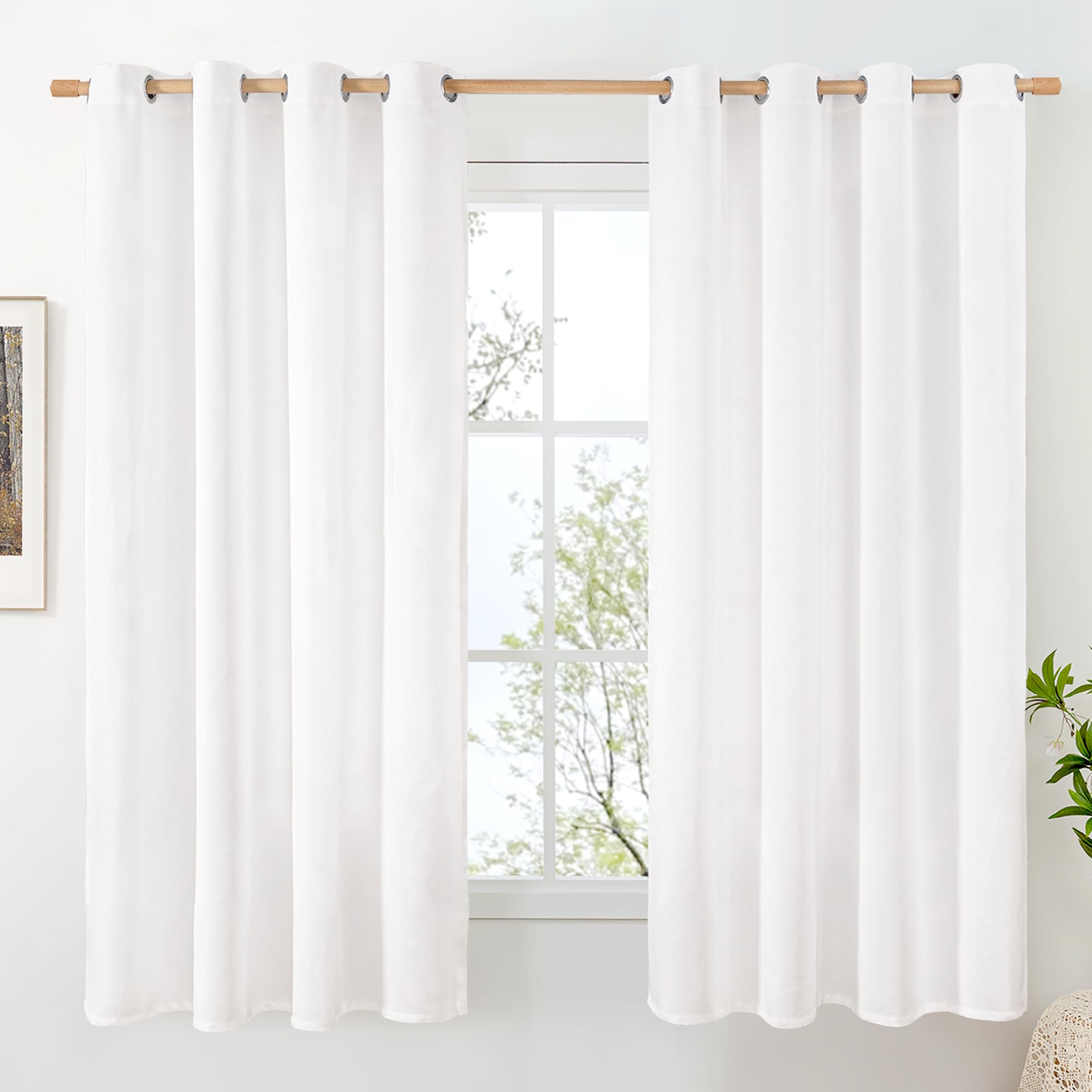 BGment Linen Curtains 95 Inch Long for Living Room 2 Panels, Thick Textured Privacy Floor Length Window Drapes Non See Through for Bedroom Farmhouse Light Filtering Grommet Top, Each 52 Inch Wide