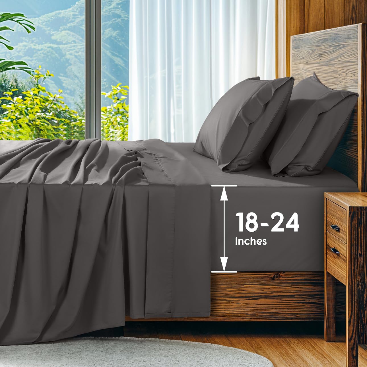 SONORO KATE 100% Egyptian Cotton Sheets Set, Extra Deep Pocket up to 18"-24",1000 High Thread Count, Soft & Breathable 5-Star Hotel Sateen Bed Sheets - 4 PC (Linen,Queen)