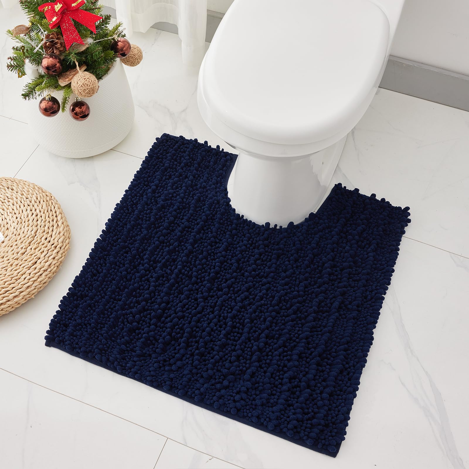 Bathroom Rugs Non Slip Washable 70x24, Extra Thick Soft Chenille Absorbent Bath Mat, High Density Barrier Non Slip Backing, Quick Dry Plush Shaggy Floor Carpet for Tub&Shower, White