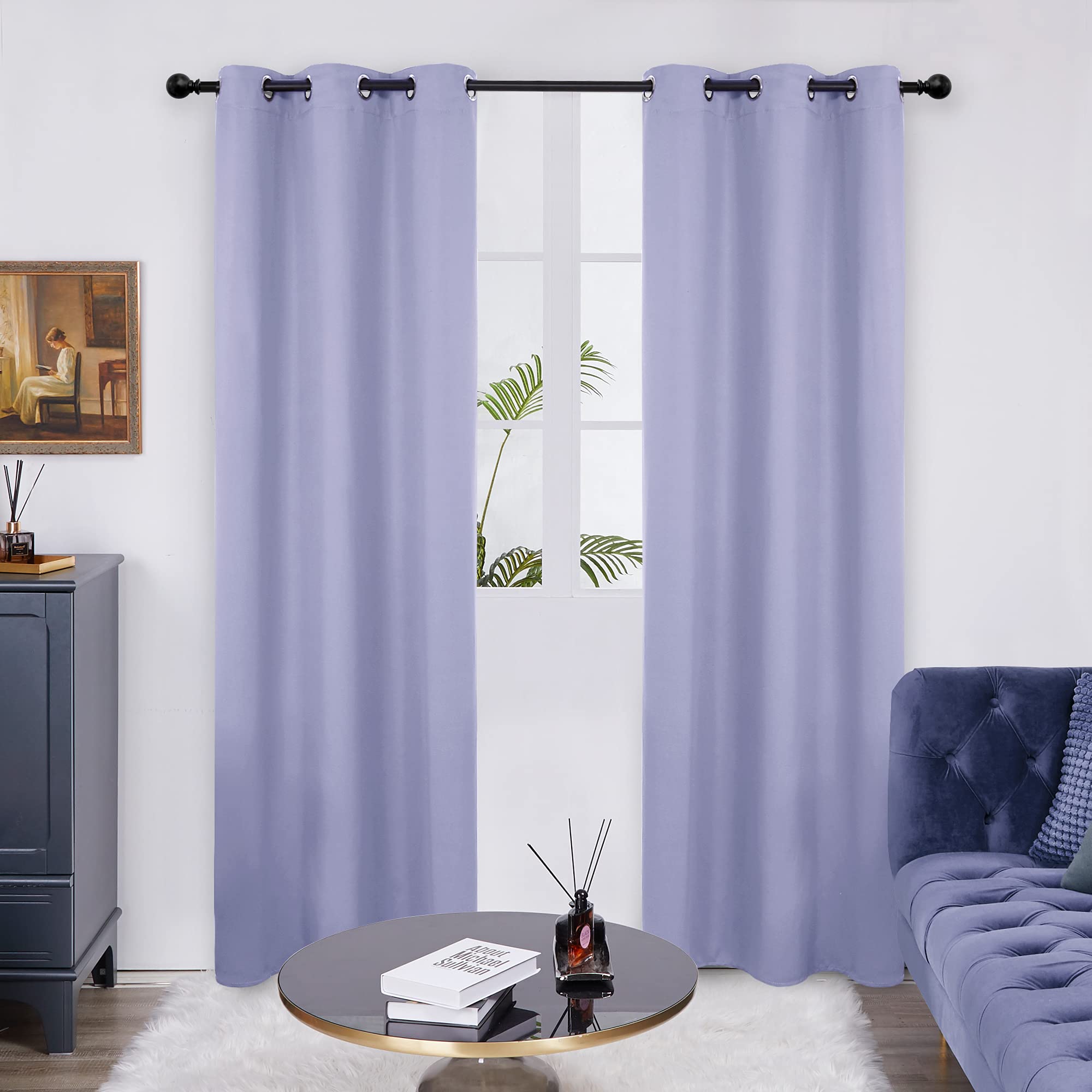 Deconovo Blackout Wide Curtain Panel, Grommet Top Thermal Insulated Room Darkening Drape for Bedroom Living Room, Khaki Divider, 100W x 84L Inch, Pack of 1