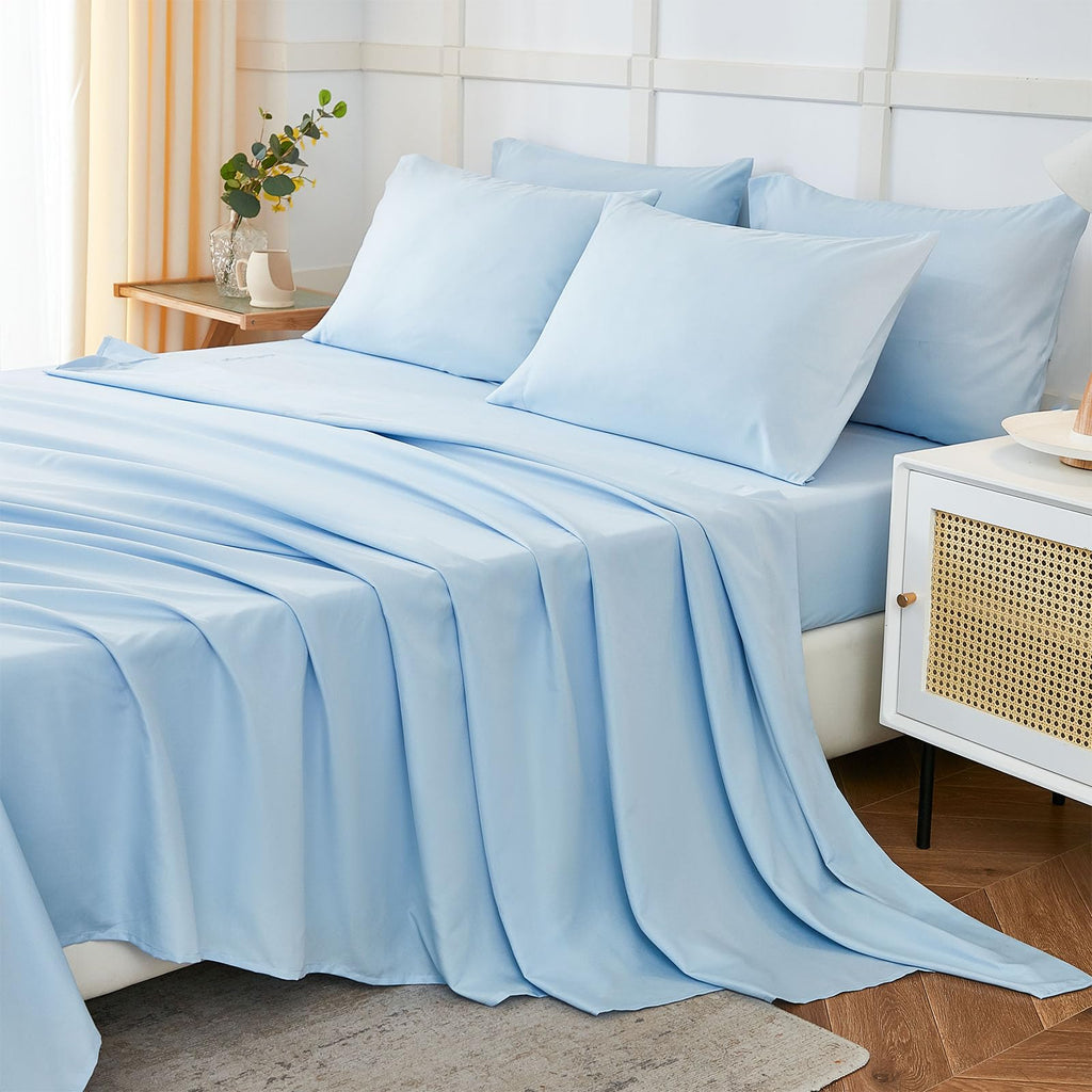 ILAVANDE Queen Sheets Set 6 Piece,Hotel Luxury Super Soft 1800 Series Microfiber Queen Bed Sheets Set-Wrinkle Free & Breathable-14 Deep Pocket Sheets for Queen Size Bed(Queen,Sage Green)