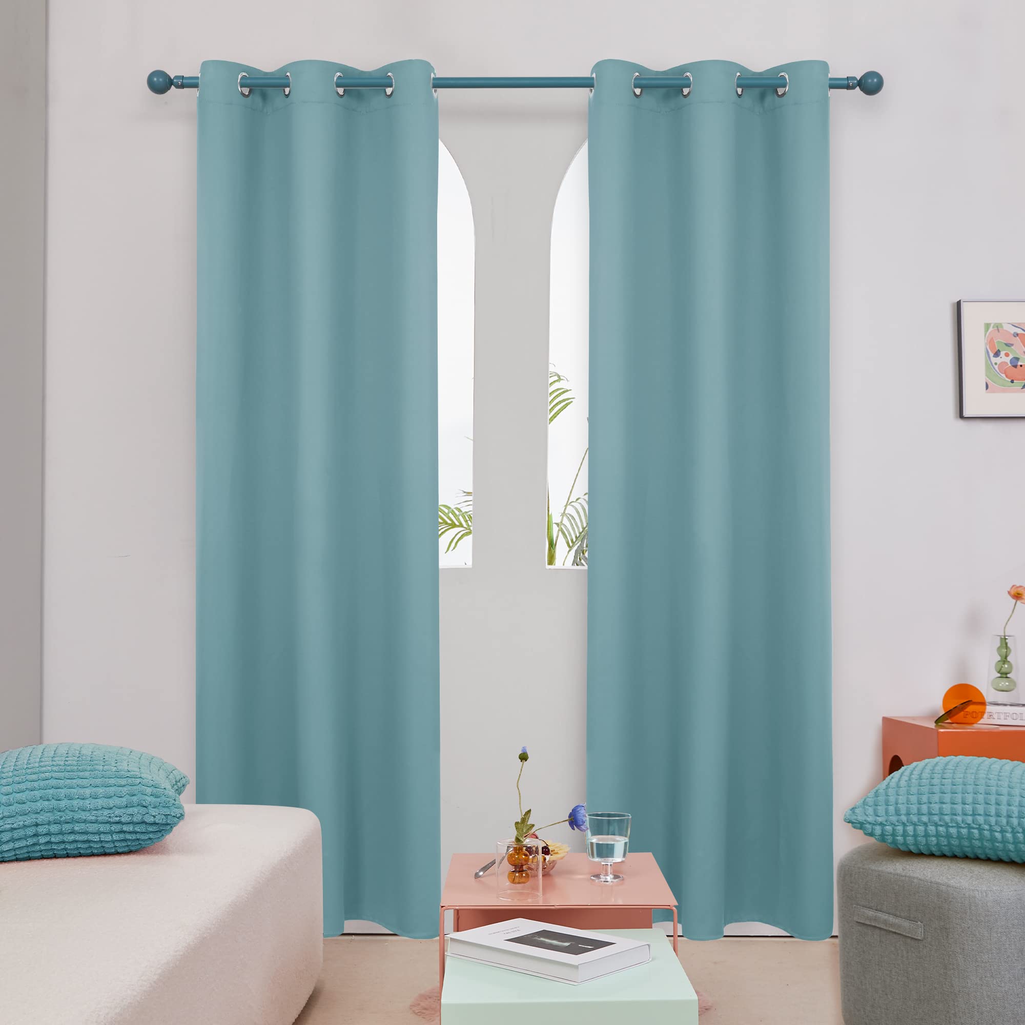 Deconovo Blackout Wide Curtain Panel, Grommet Top Thermal Insulated Room Darkening Drape for Bedroom Living Room, Khaki Divider, 100W x 84L Inch, Pack of 1