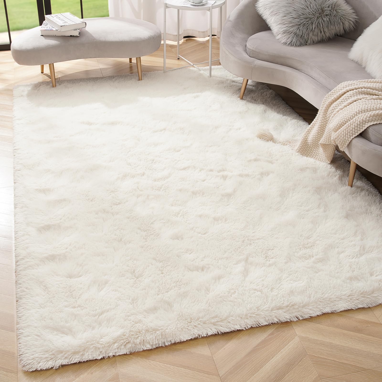 Amearea Yellow 6×9ft Soft Shag Rug, Non-slip Fluffy Carpet for Bedroom, Living Room & Nursery