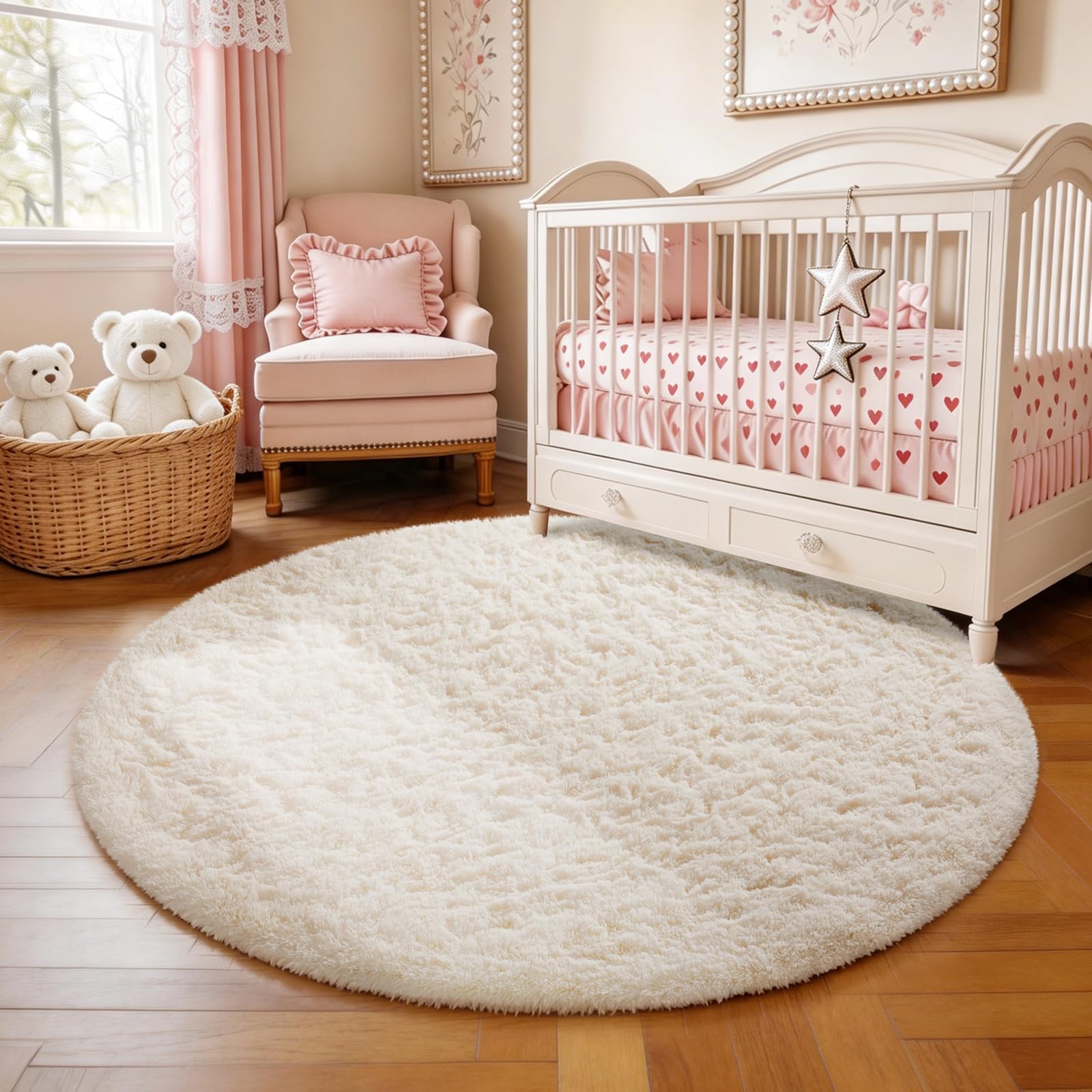 Ophanie Beige Rugs for Living Room Bedroom, 5x8 Fluffy Fuzzy Furry Carpet, Plush Soft Shaggy Bedside Indoor Floor Area Rug for Kids Girls Boys Baby Teen Dorm Nursery Home Decor Aesthetic