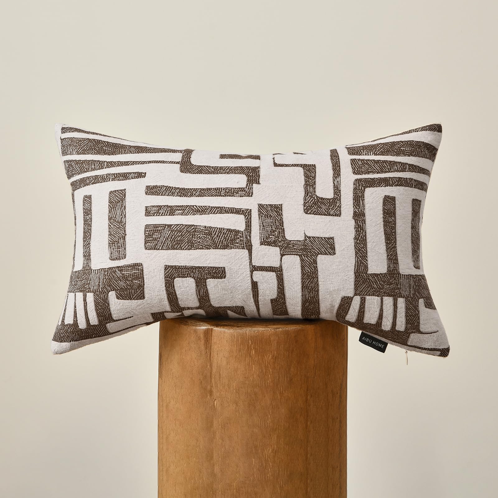 Luxury Zebra Lumbar Pillow Cover with Brown Tassel Trim, Zebra Pattern Jacquard Design Decorative Pillow Case for Sofa Bedroom Living Room, 12x20 Inch (Single Pack)
