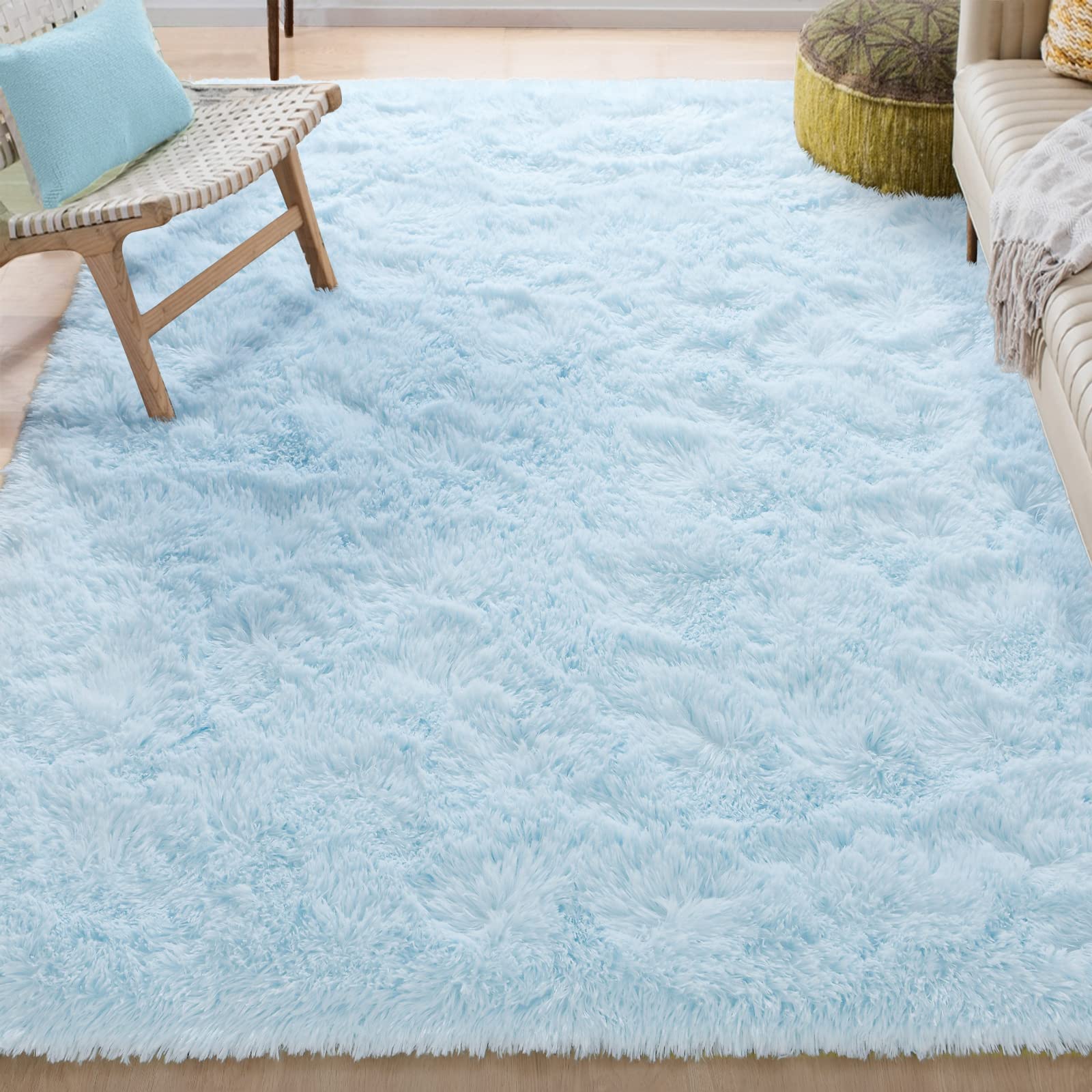 Merelax Soft Modern Indoor Shaggy Area Rug for Bedroom Livingroom Dorm Kids Room Home Decorative, Non-Slip Plush Fluffy Furry Fur Rugs Comfy Nursery Accent Floor Carpet 2x3 Feet, Black
